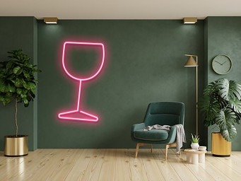 Champagne Glass Party Pub Neon Signs Outside Decor