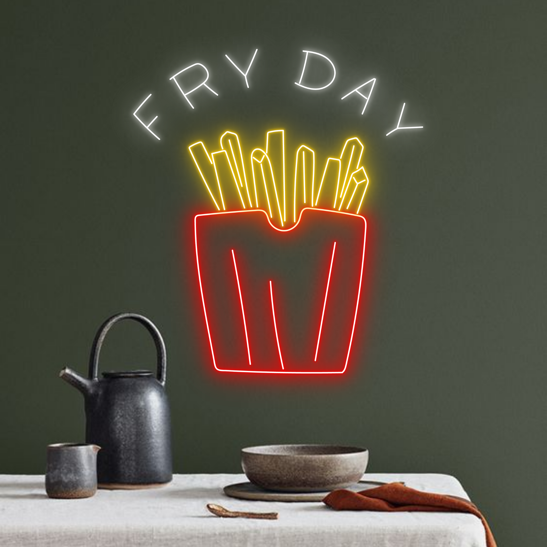 Fry Day Neon Signs French Fries Fast Food Restaurant Decor