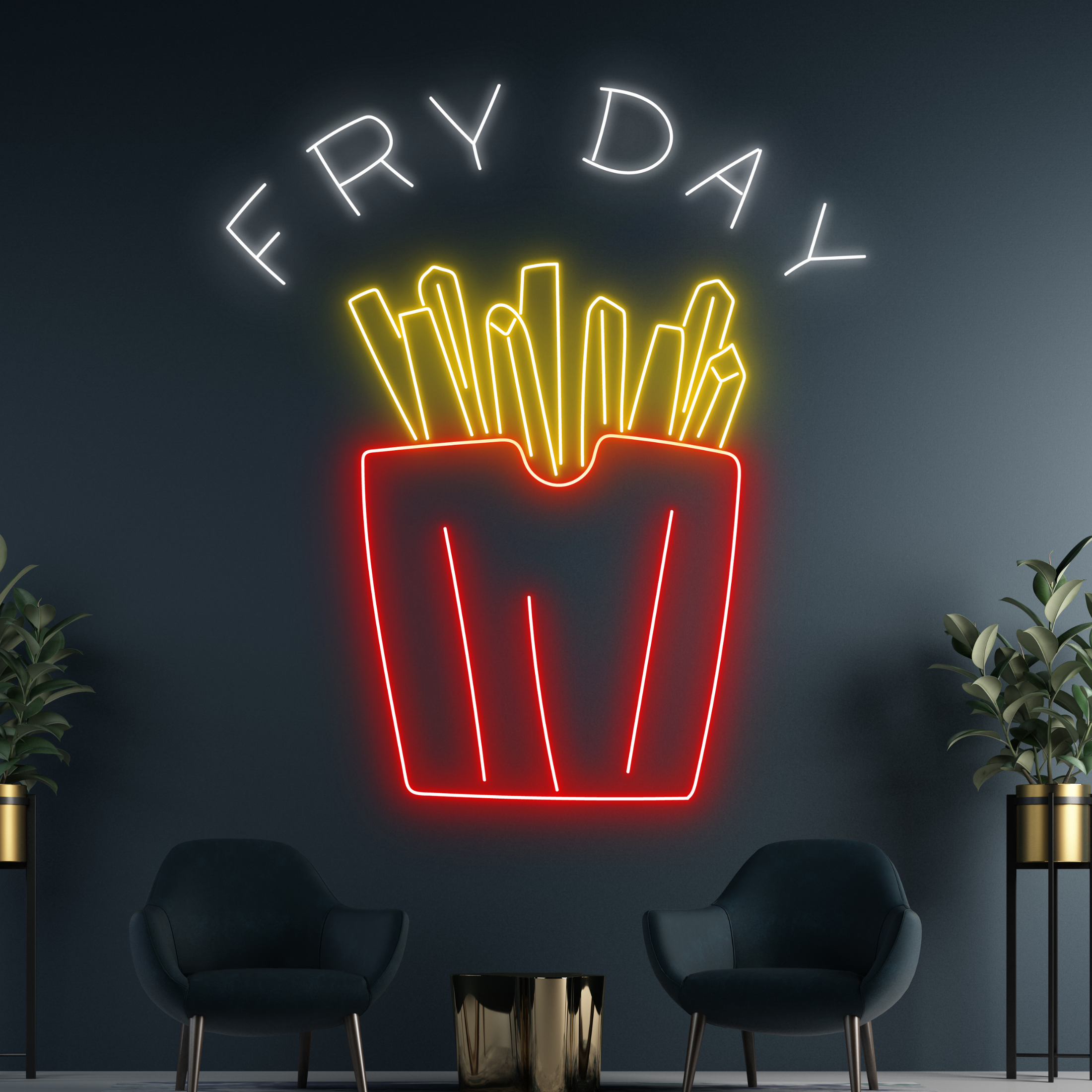 Fry Day Neon Signs French Fries Fast Food Restaurant Decor
