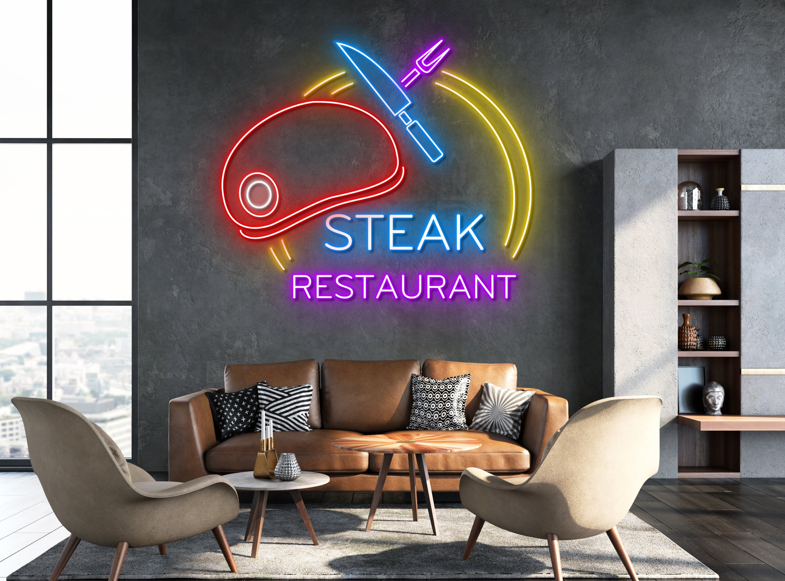 Steak House Restaurant Neon Sign