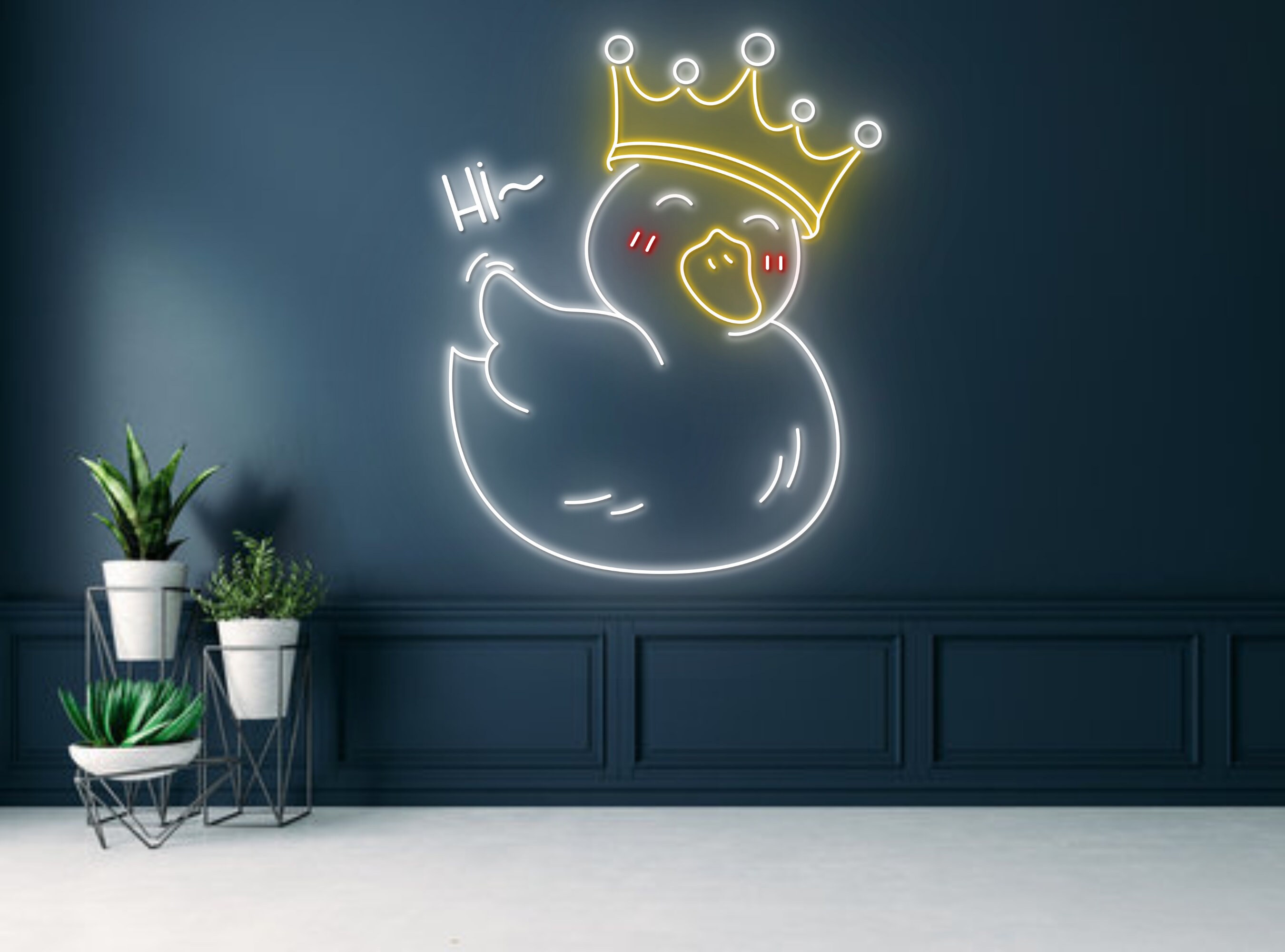 Queen Chibi Duck With Crown Neon Sign