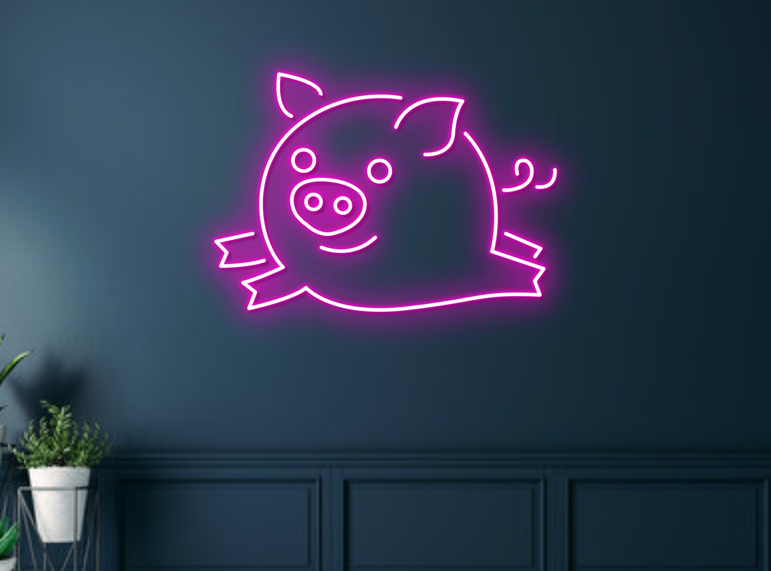 Pig Line Art Neon Signs Decor Gift