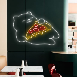 Bear Eat Pizza Neon Sign