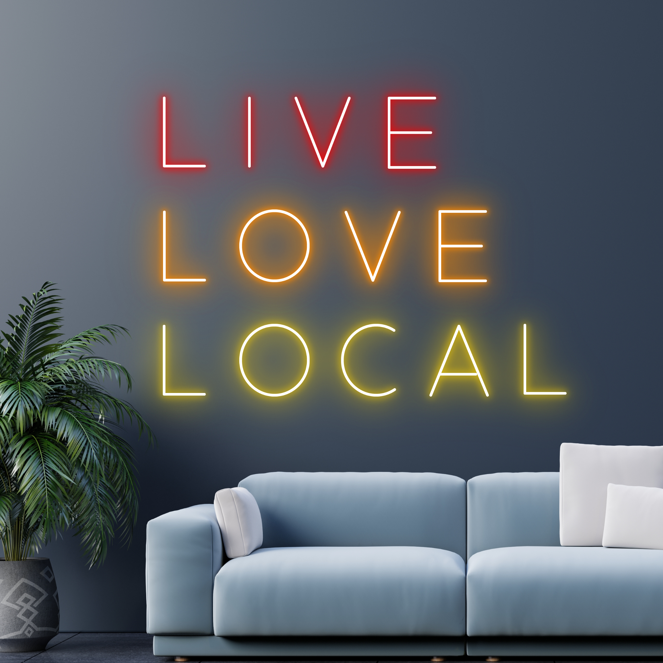Live Love Local Neon Sign Shop Store Business Lights Decor