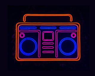 Boombox Neon Sign Retro Stereo Radio Wall Decor