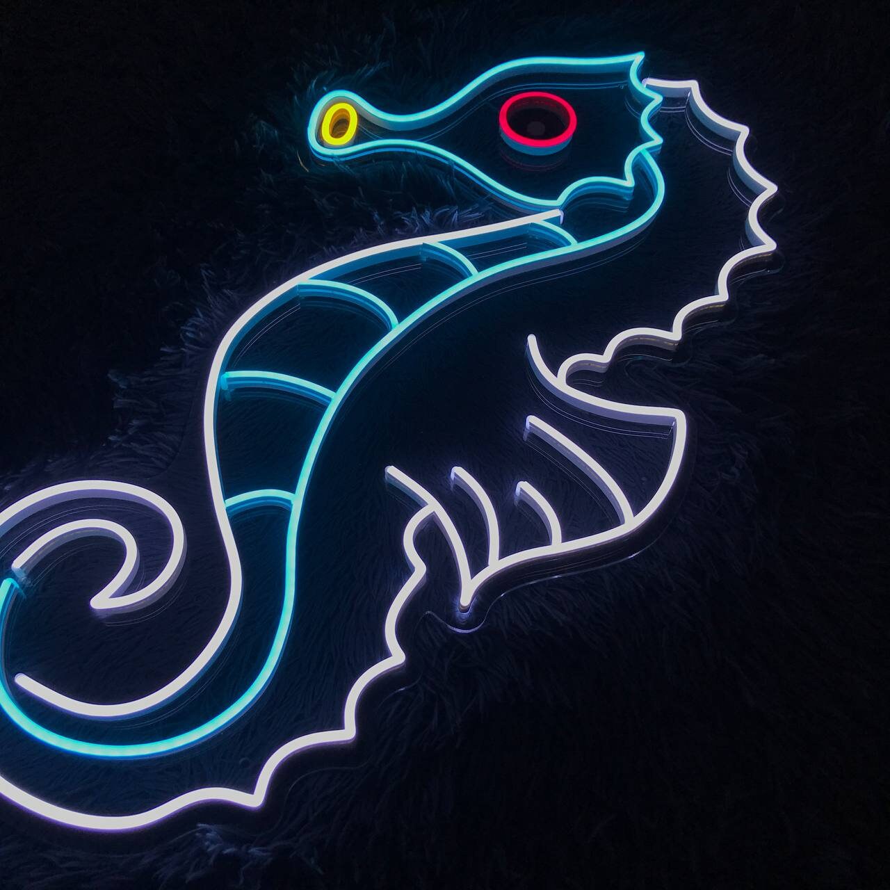 Colorful Seahorse Line Art Neon Signs