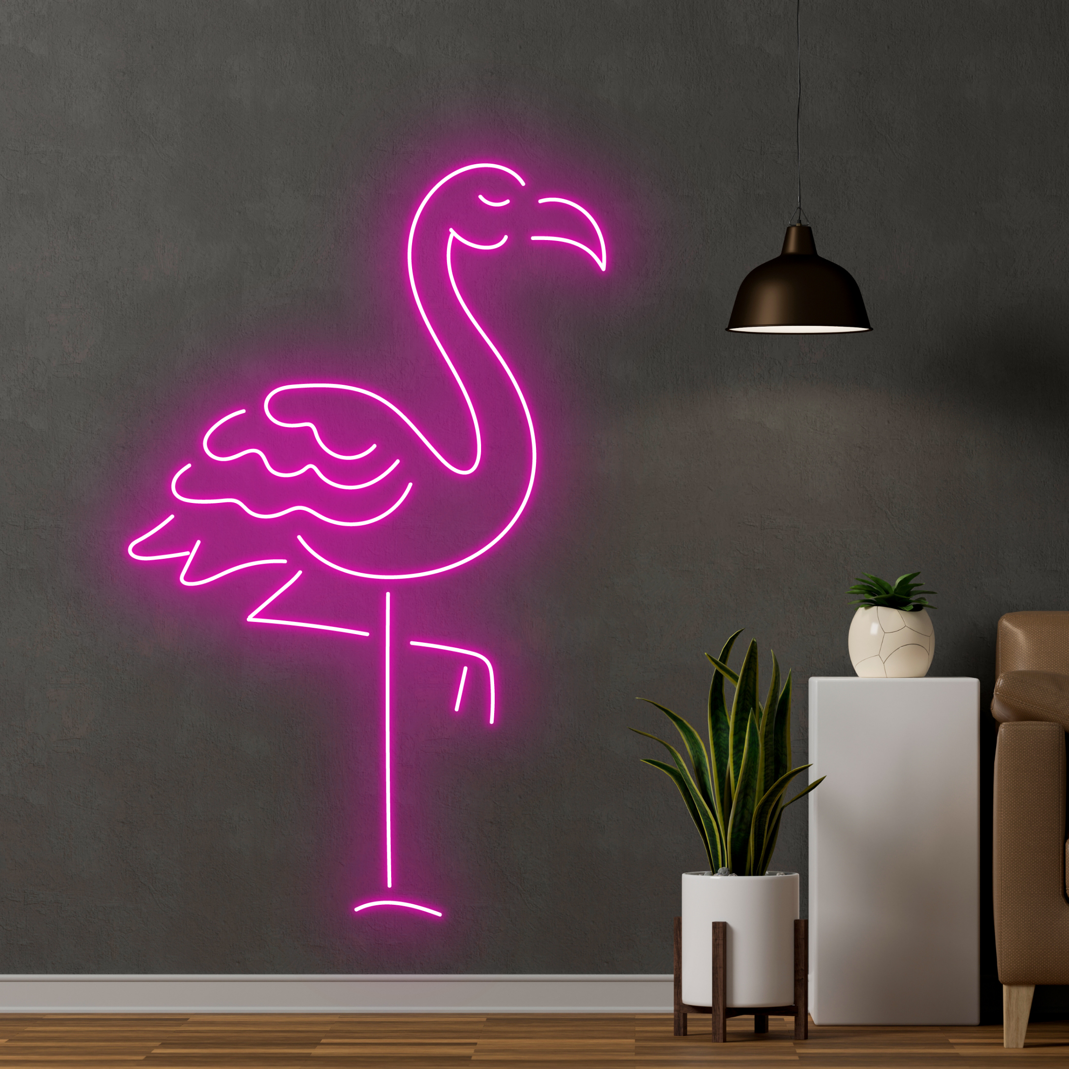 Flamingo Line Neon Sign Animal Wall Art Decor