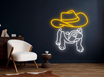French BullDog Cowboy Hat Neon Sign Decoration Gift