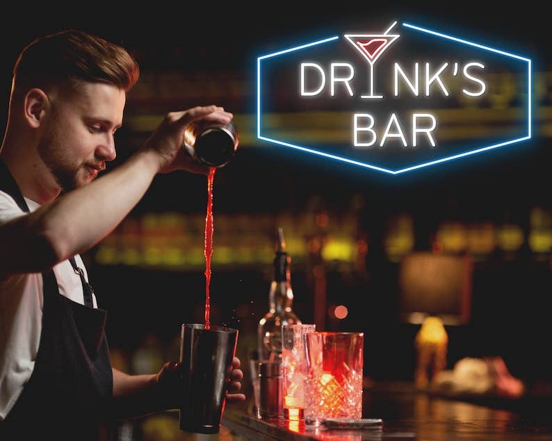 Drinking Cocktail Bar Neon Sign