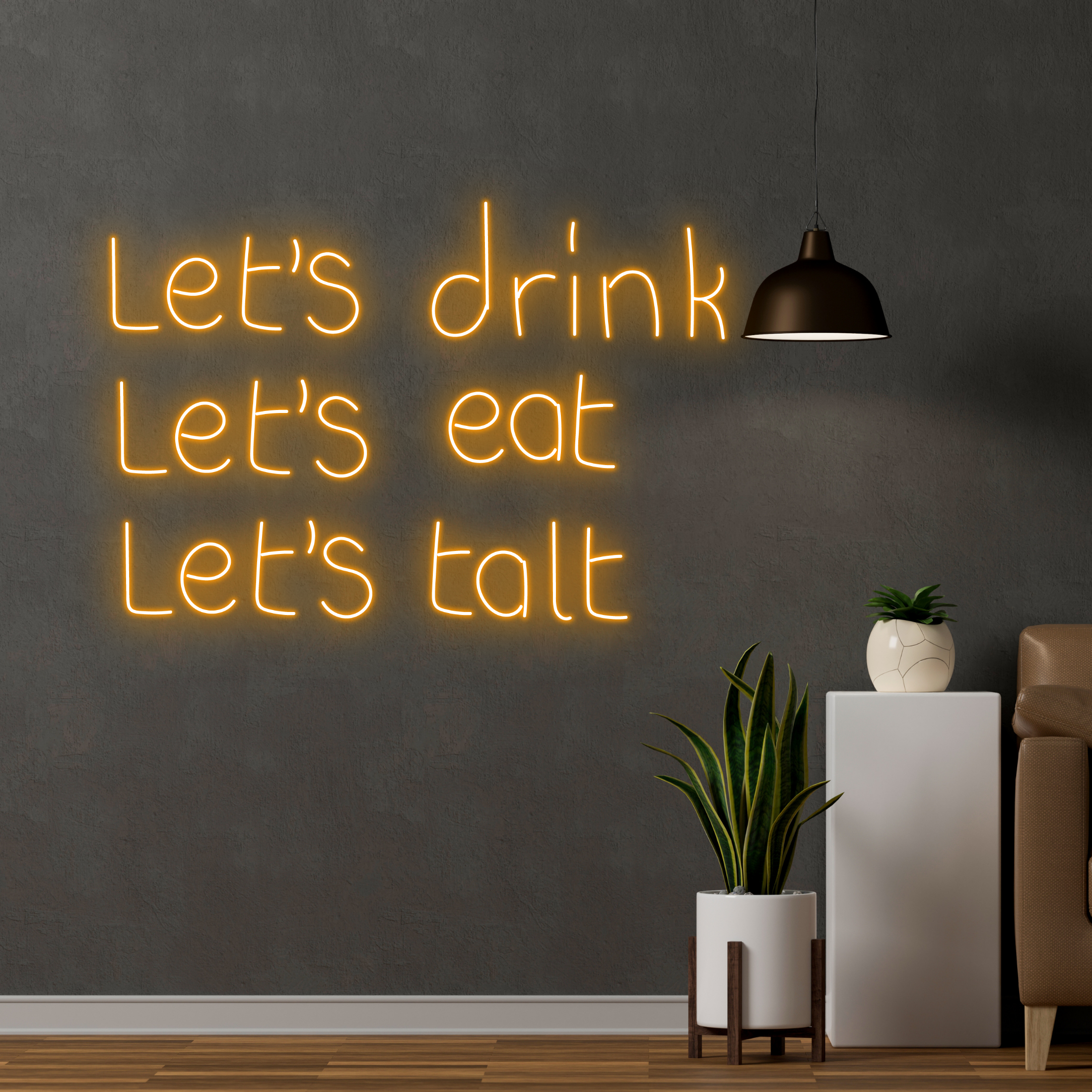 Let's Drink Let's Eat Let'sTalk Neon Sign Wall Art Decor