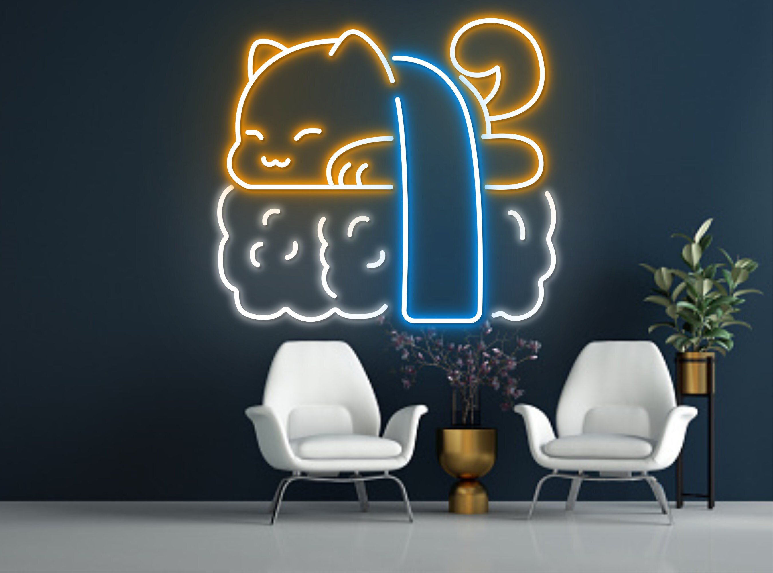 Chibi Dog On Sushi Neon Sign