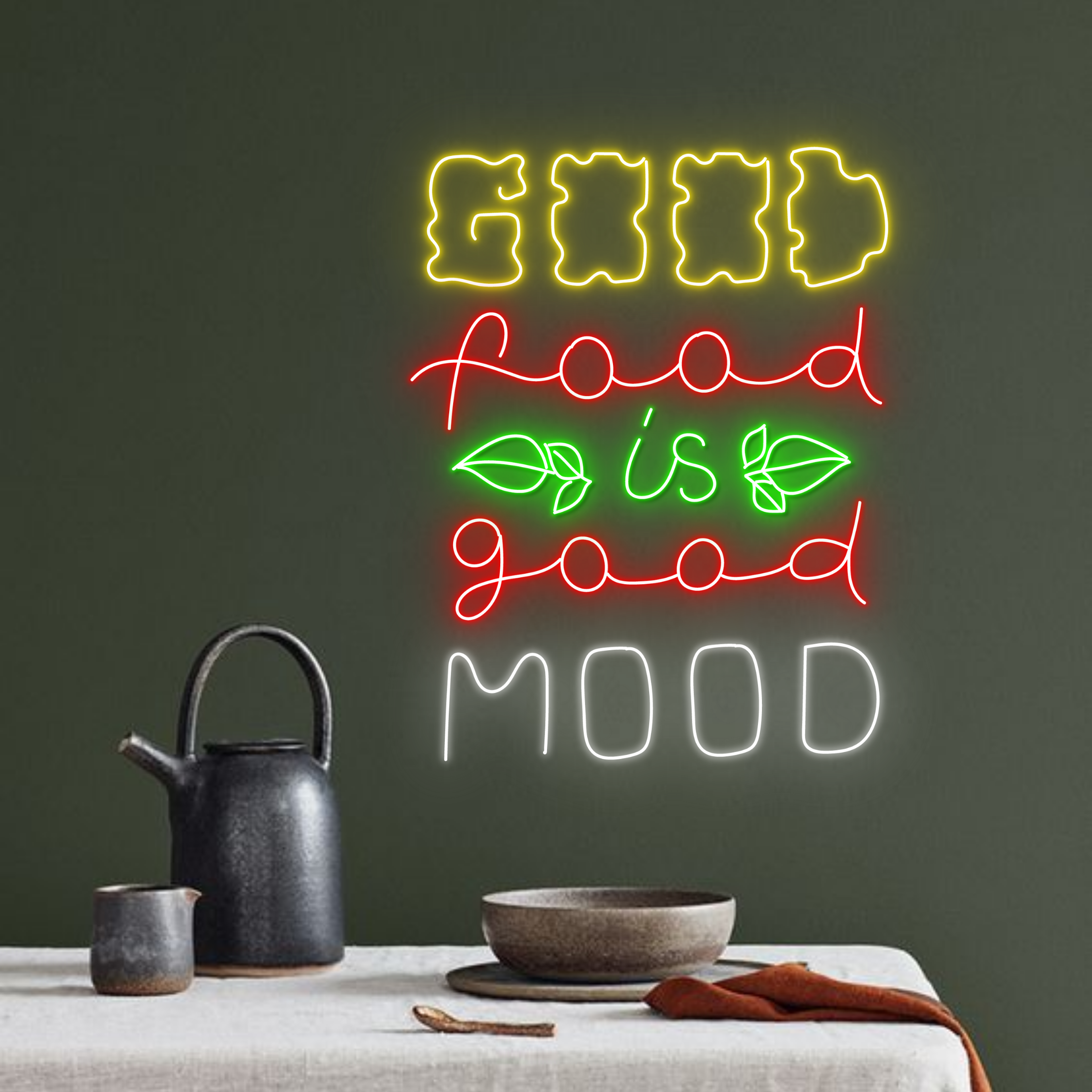 Good Food Is Good Mood Neon Sign Long-lasting Wall Decor