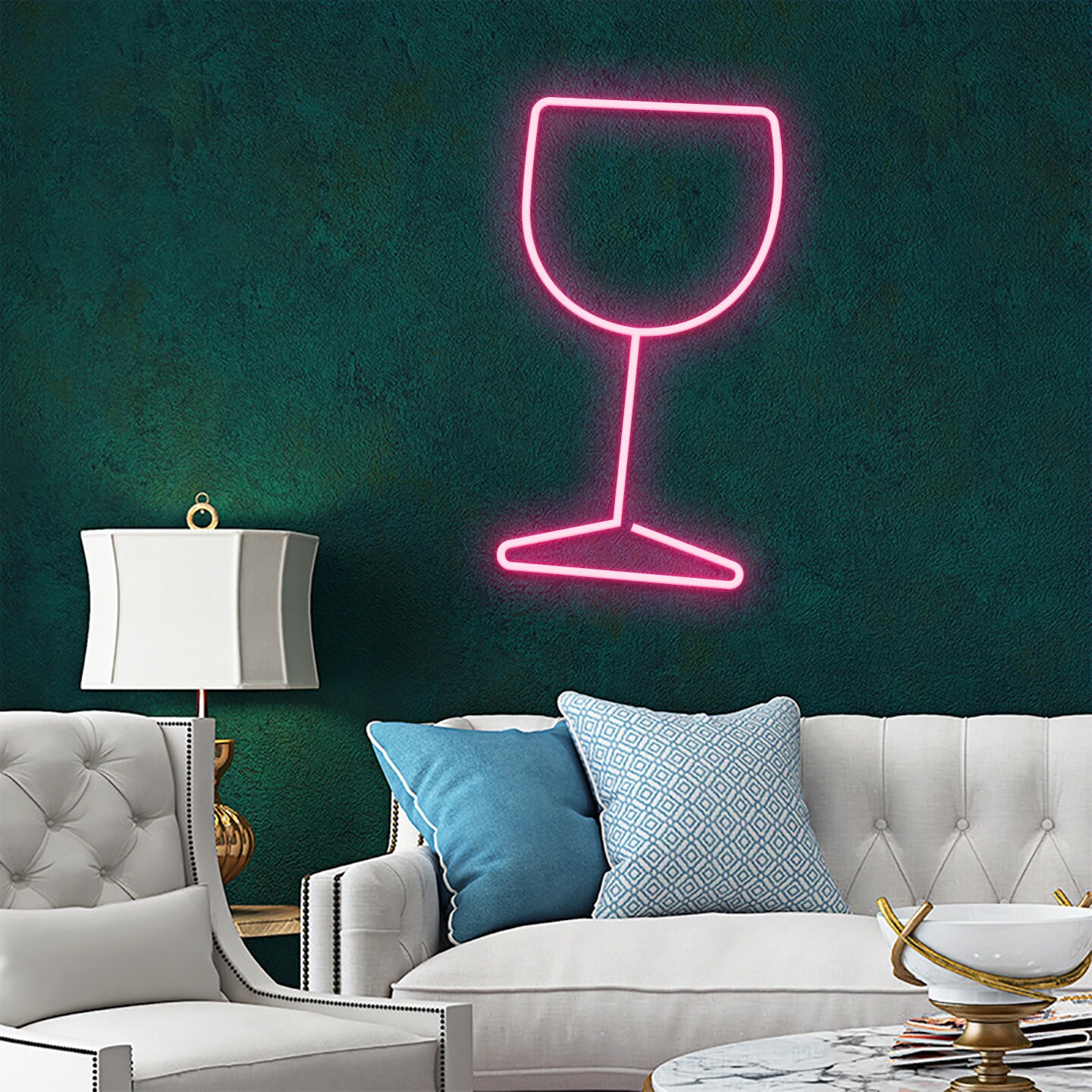 Champagne Glass Party Pub Neon Signs Outside Decor