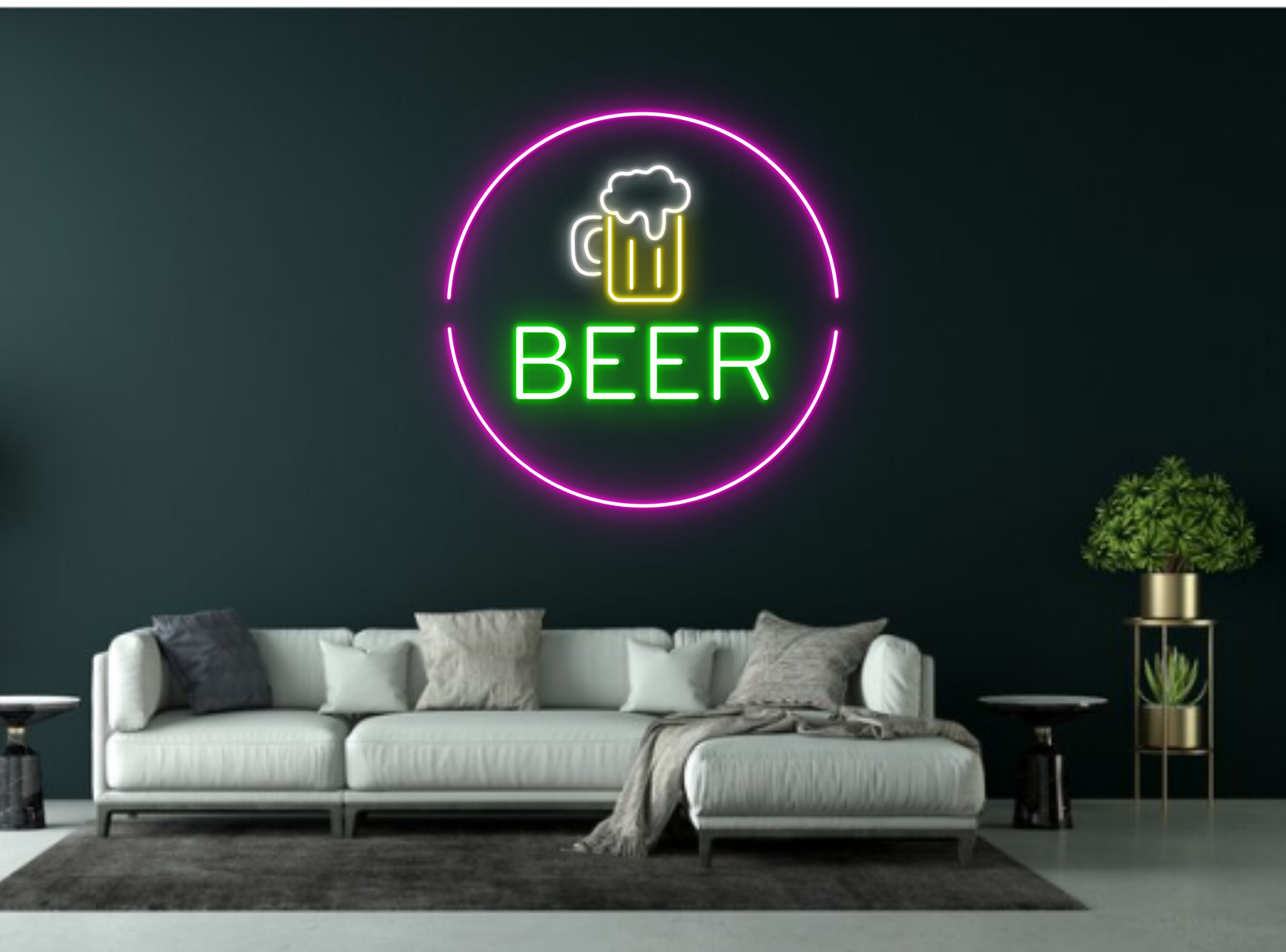 Happy Hour Beer Bottle Glass Foam Neon Signs