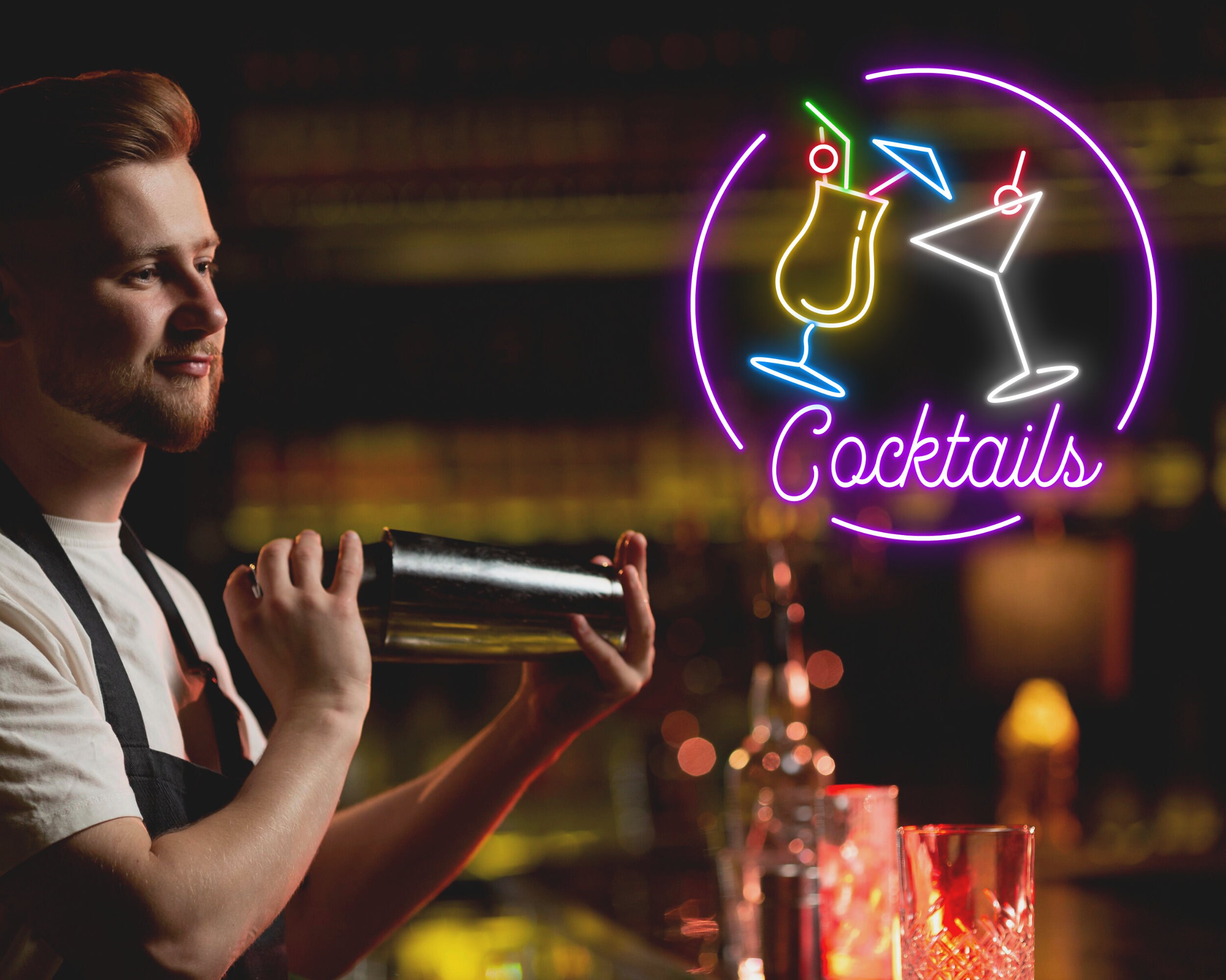 Cocktails Cup Bar Pub Neon Signs Decor sign