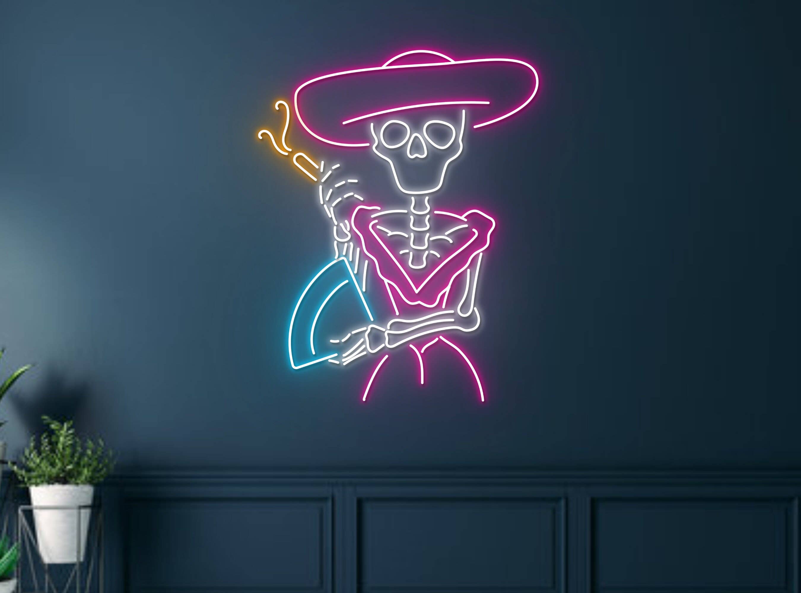 Queen Calaveras Skull Neon Sign Halloween Wall Light Decor