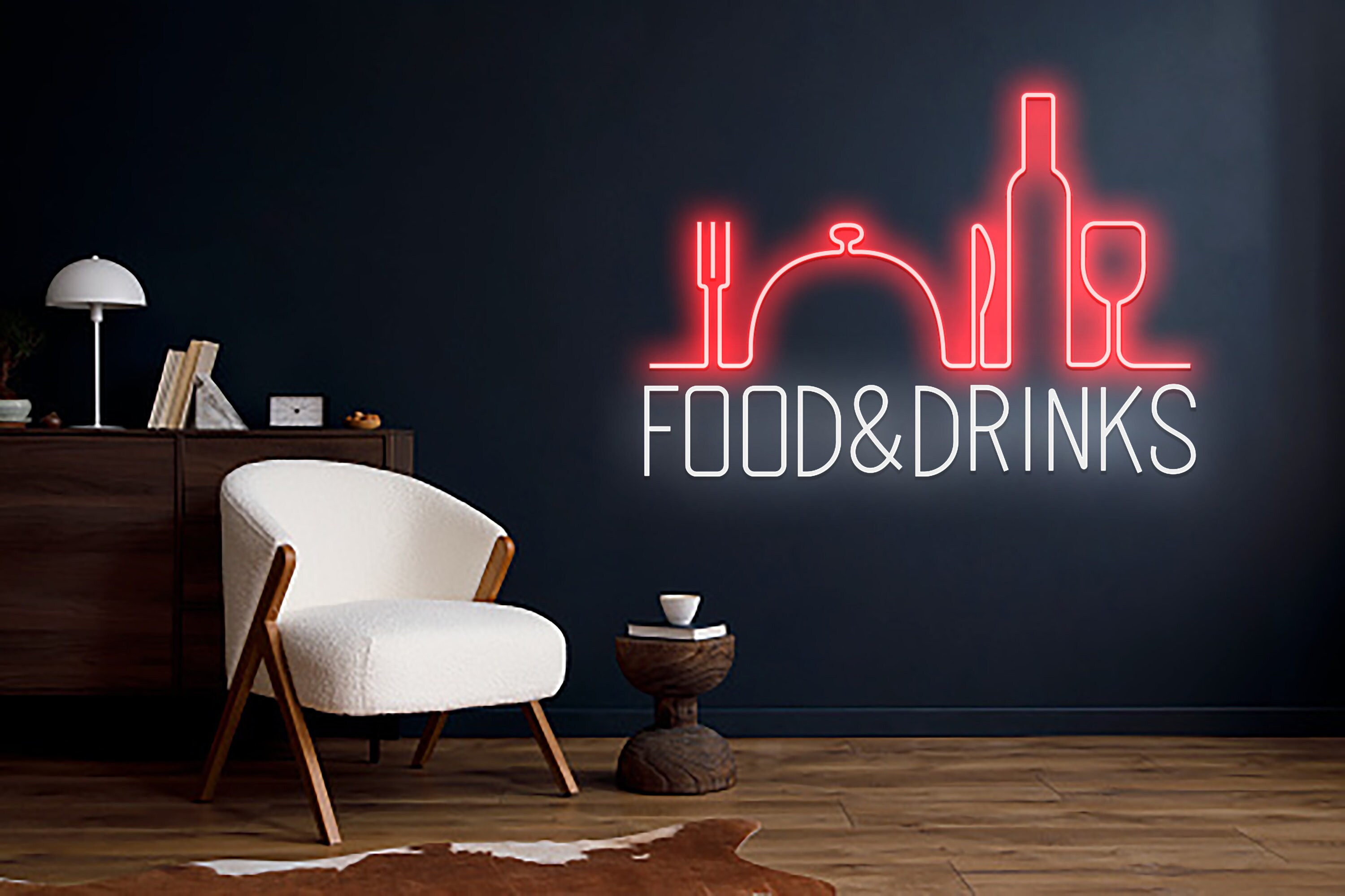 Food And Drinks Neon Sign Kitchen Room Decor