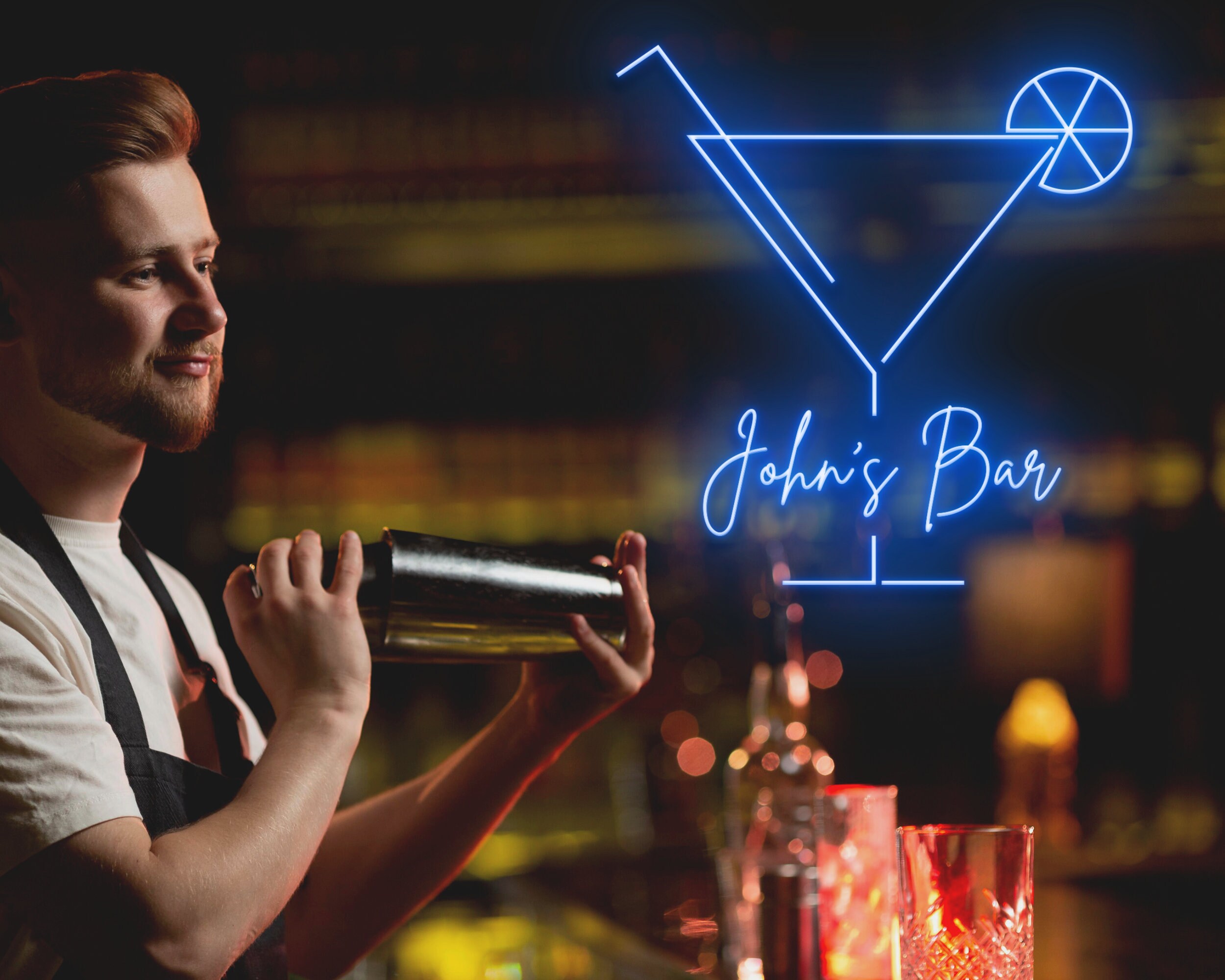 Custom Cocktails Cup Name Bar Pub Neon Signs