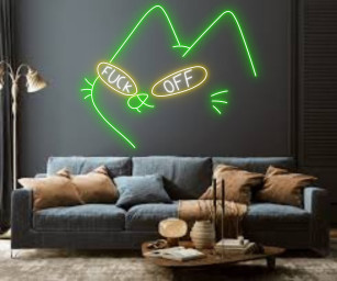 Fuck Off Cat With Glasses Neon Sign Handmade Neon