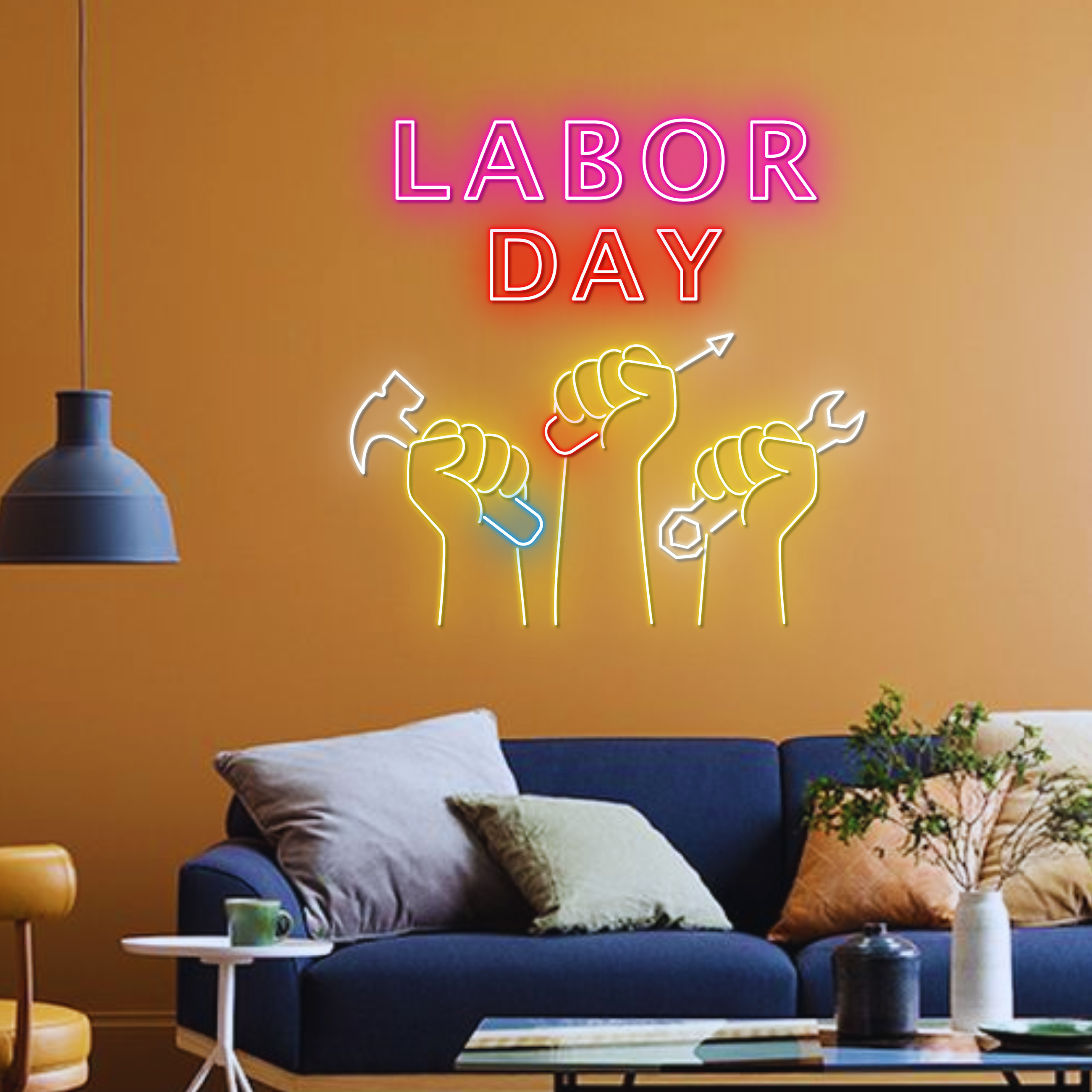 Labor Day Neon Sign Labor Day Office Wall Decor
