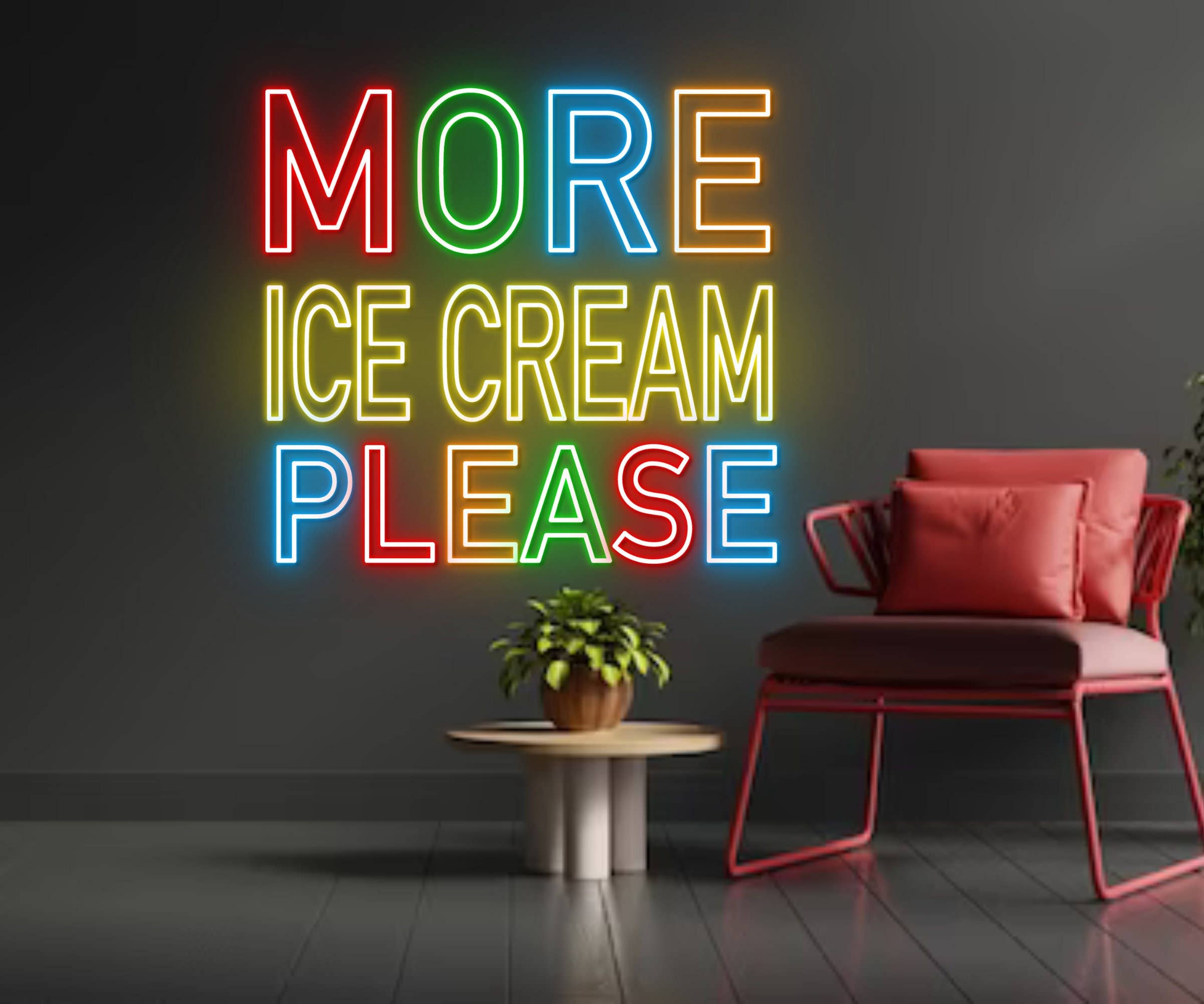 More Ice Cream Please Neon Sign Ice Cream Parlor Wall Art
