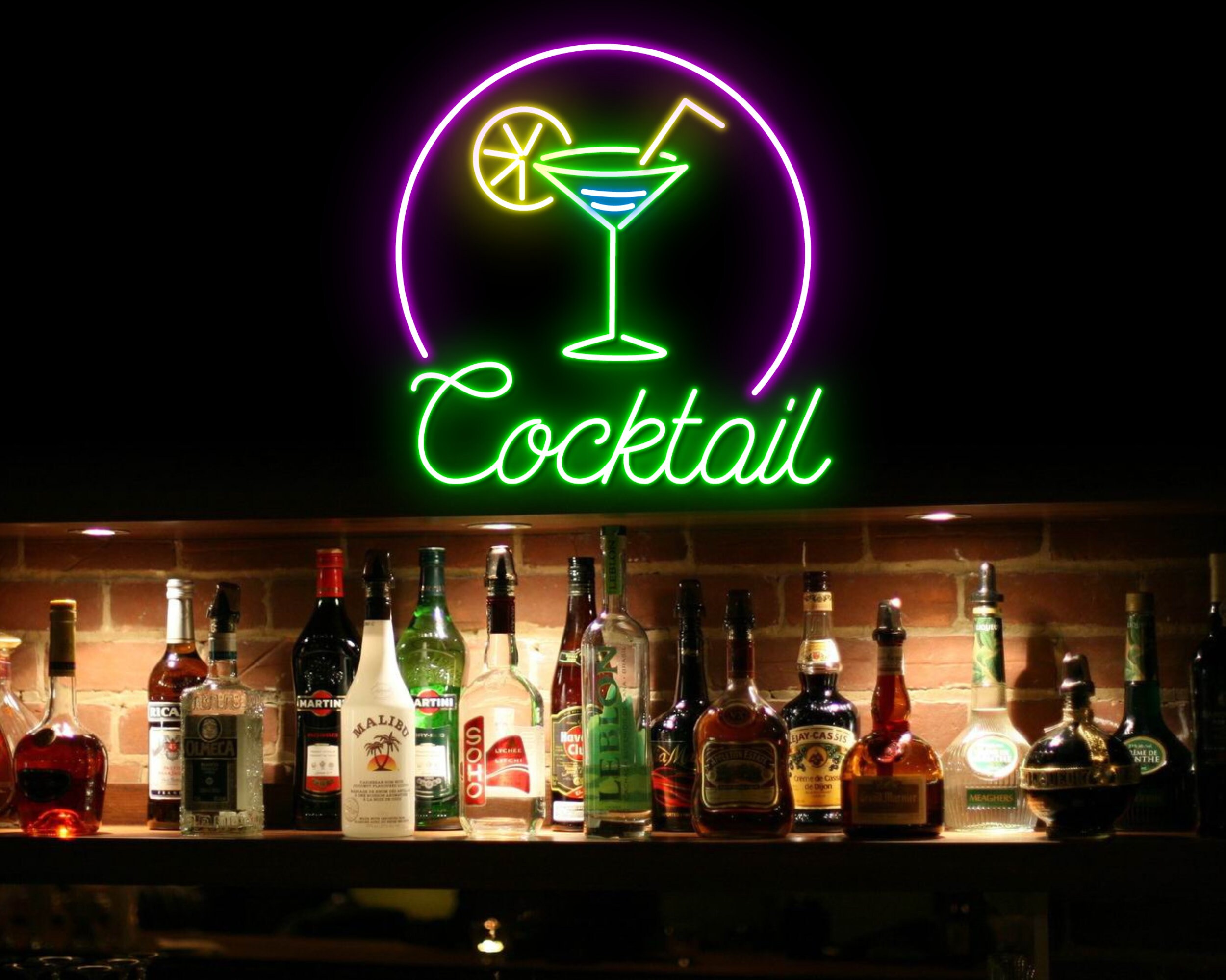 Cocktails Cup Bar Pub Neon Signs Decor Gift