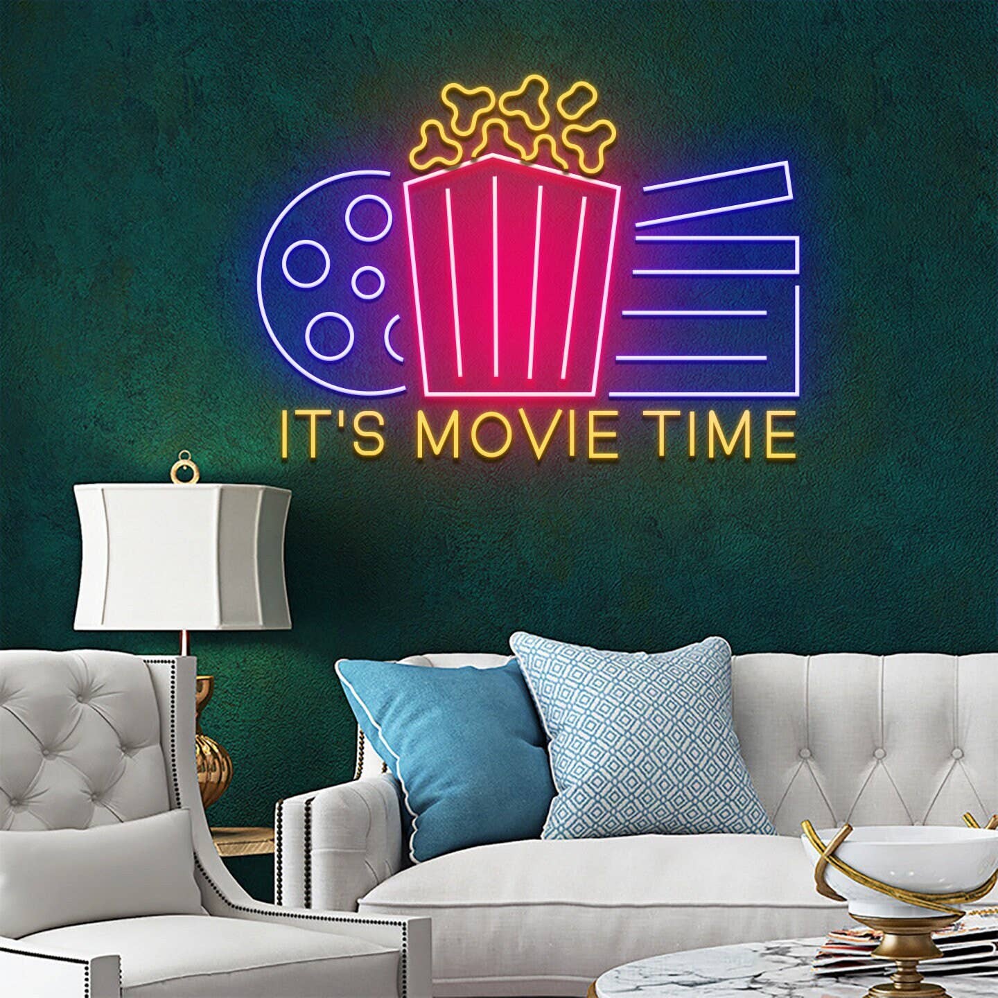 It's Movie Time Neon Sign Cinema Wall Decor Signboard