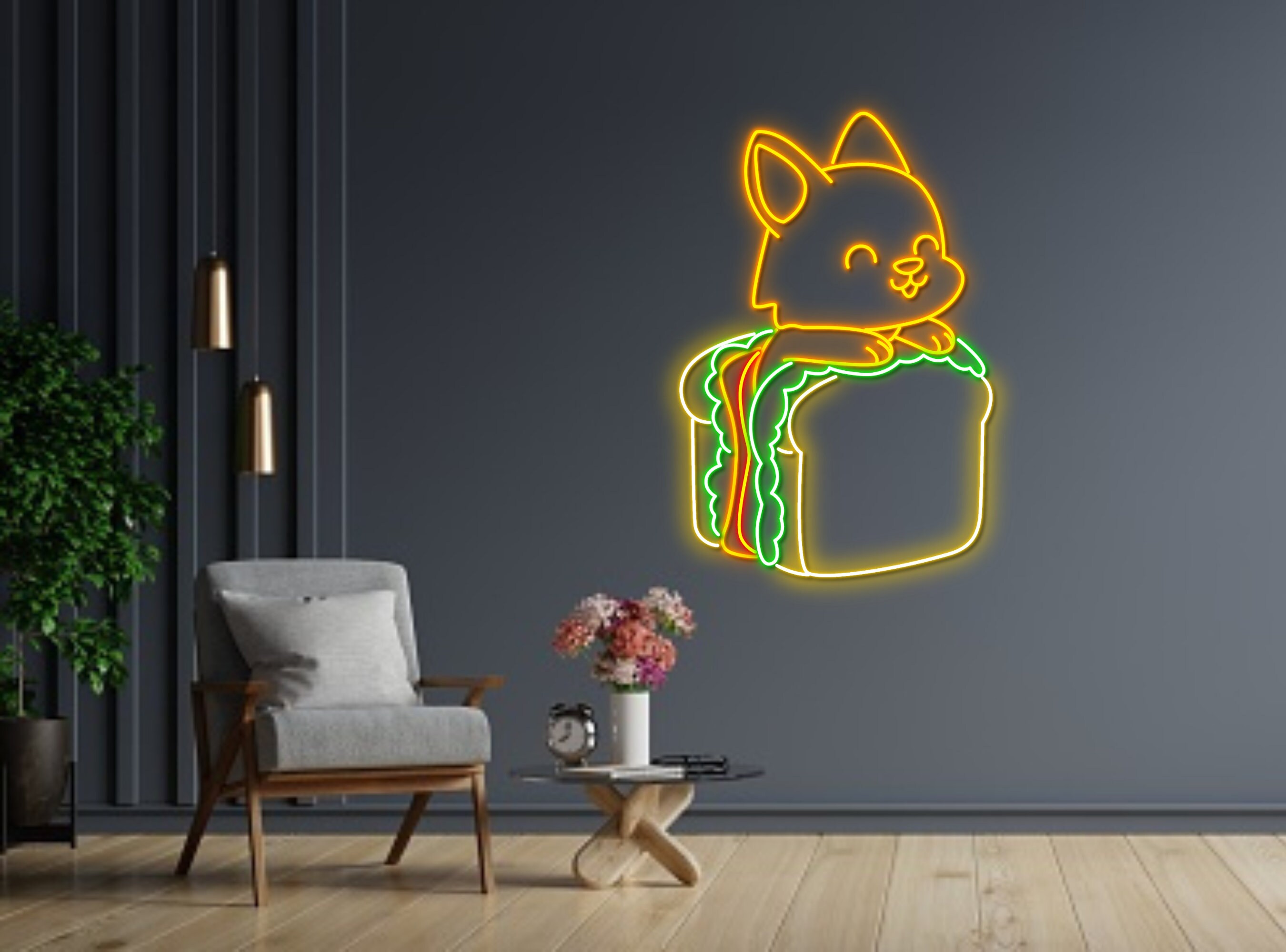Chibi Dog In Sandwich Neon Sign