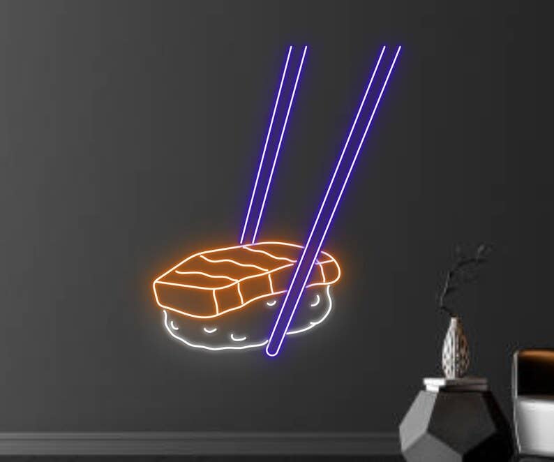 Eat Sushi Chopsticks Neon Sign Sushi Restaurant Decor