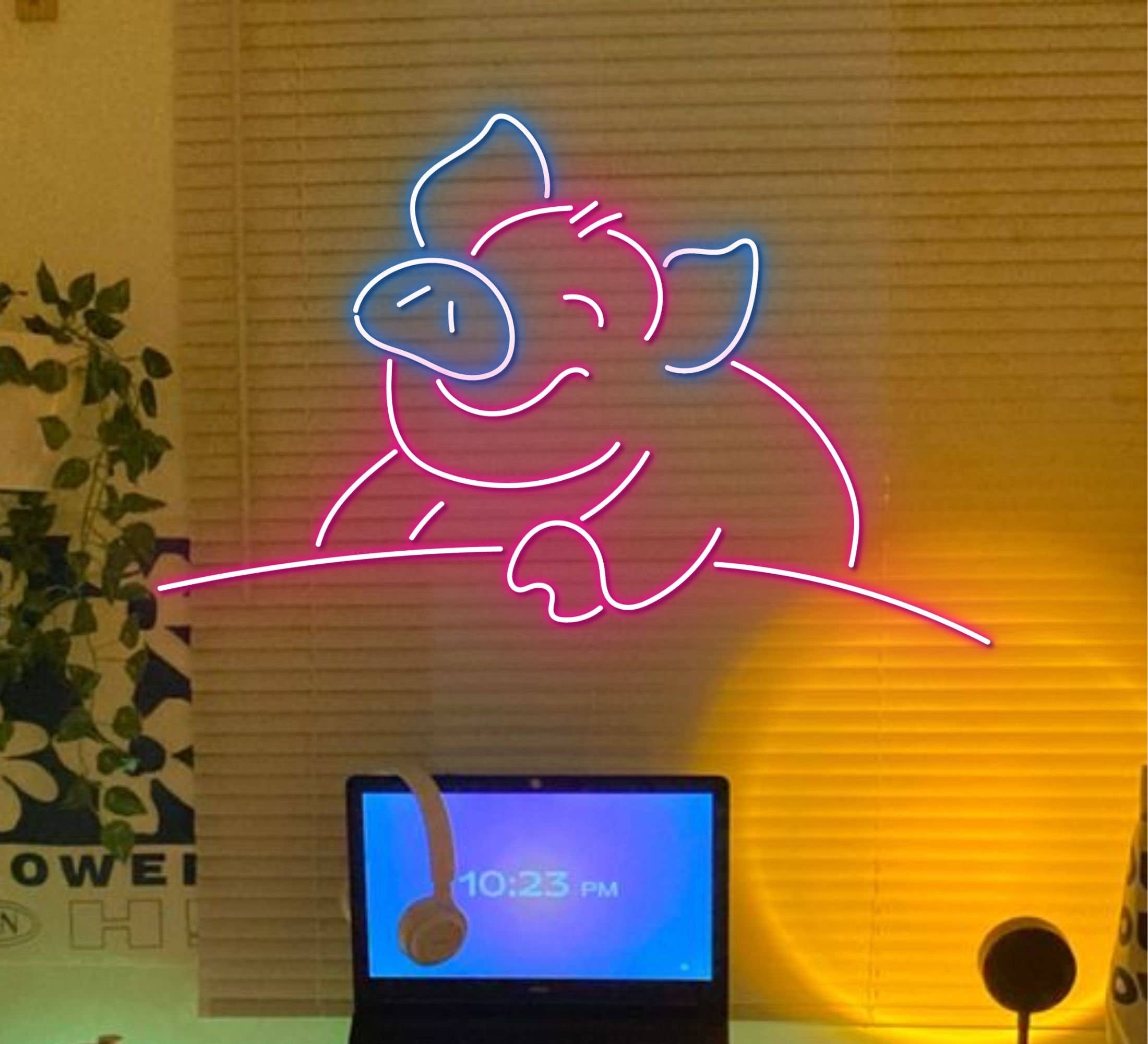 Cute Pig Neon Signs Animal Wall Decor Restaurant Decor