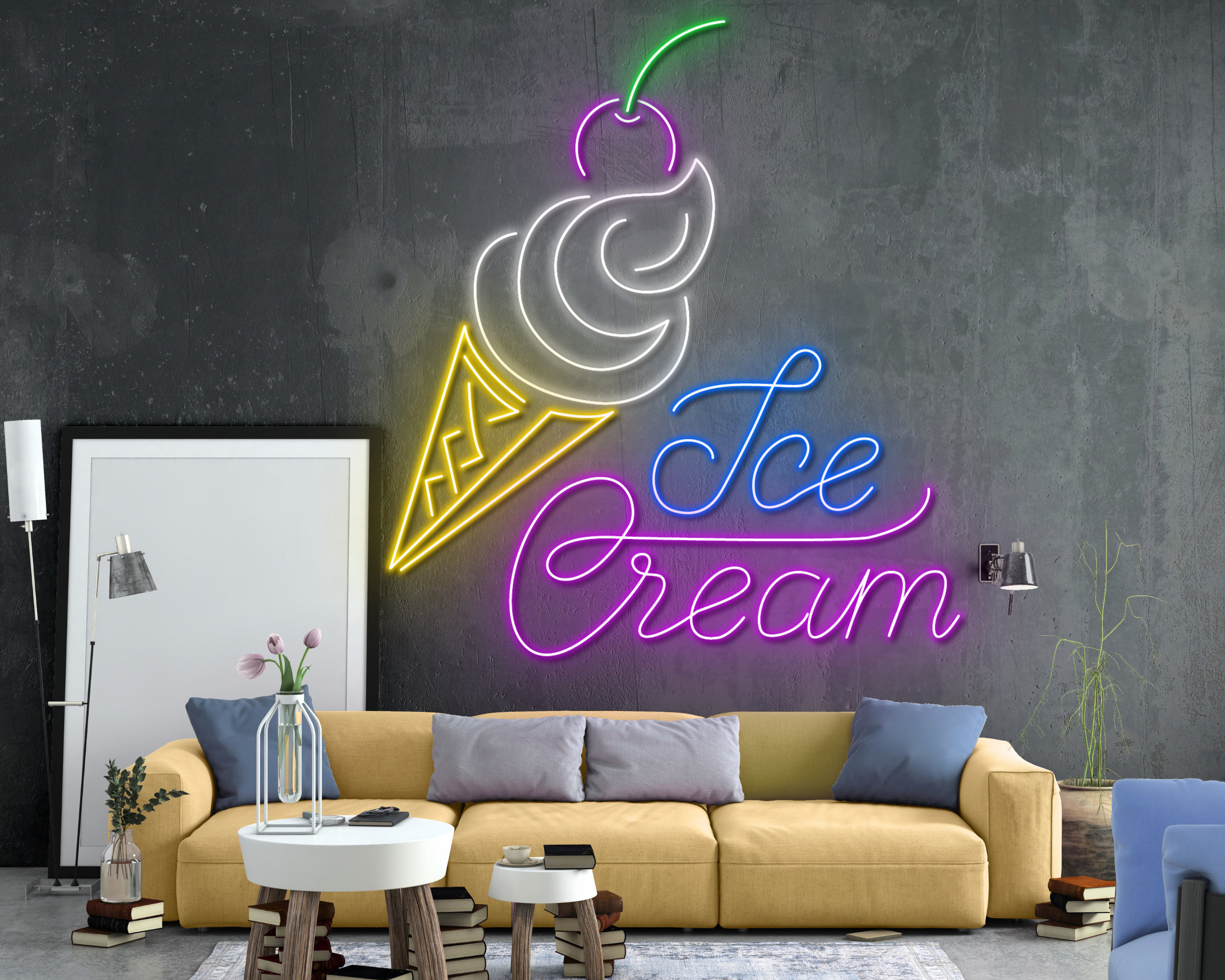 Ice Cream Neon Sign Wall Decoration
