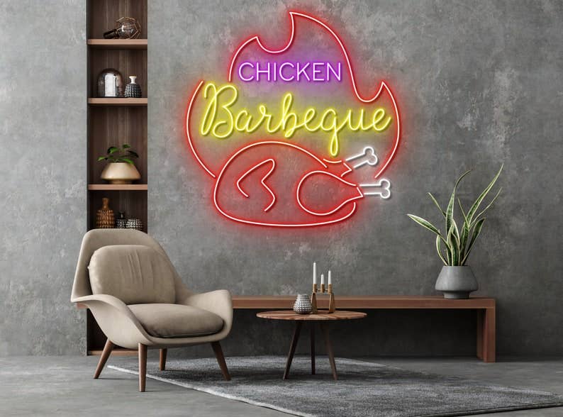 Chicken BBQ Restaurant Neon Sign
