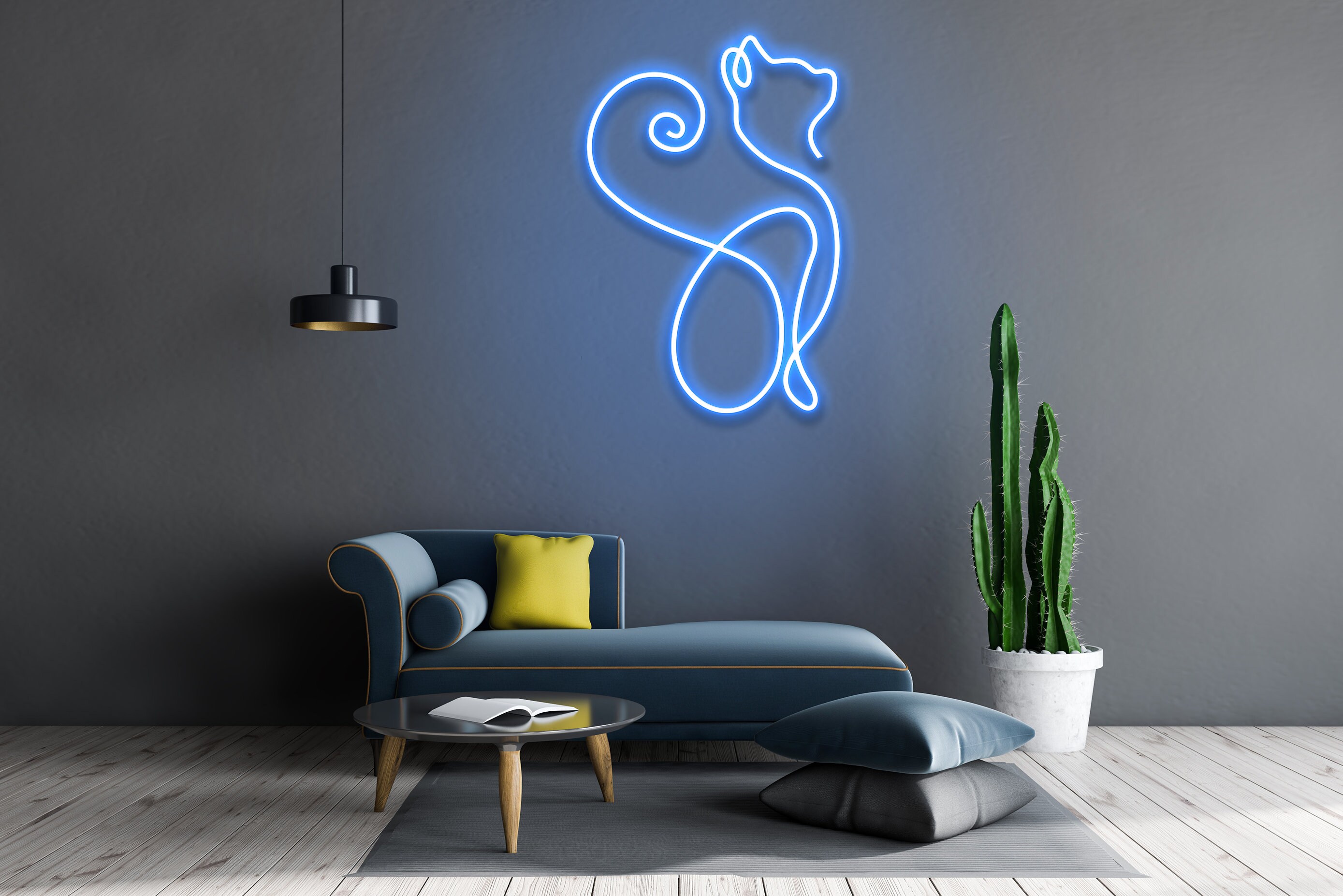 Cat Neon Sign Cat Line Art