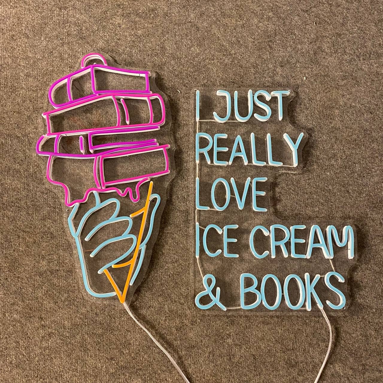 I Just Really Love Ice Cream Book Neon Sign Ice Cream Decor