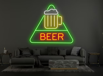 Triangle Sign Beer Bottle Glass Foam Neon Sign