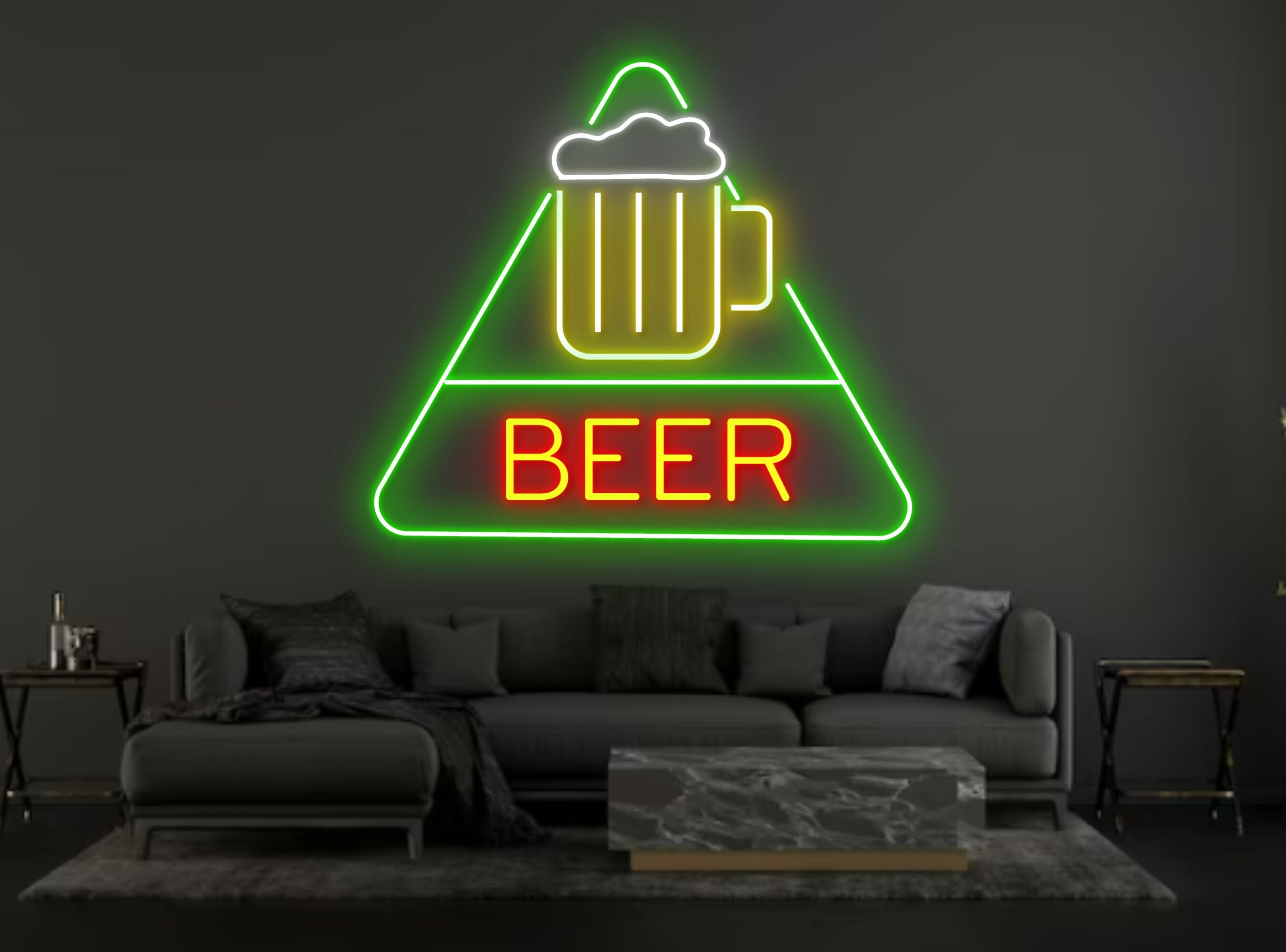 Triangle Sign Beer Bottle Glass Foam Neon Sign