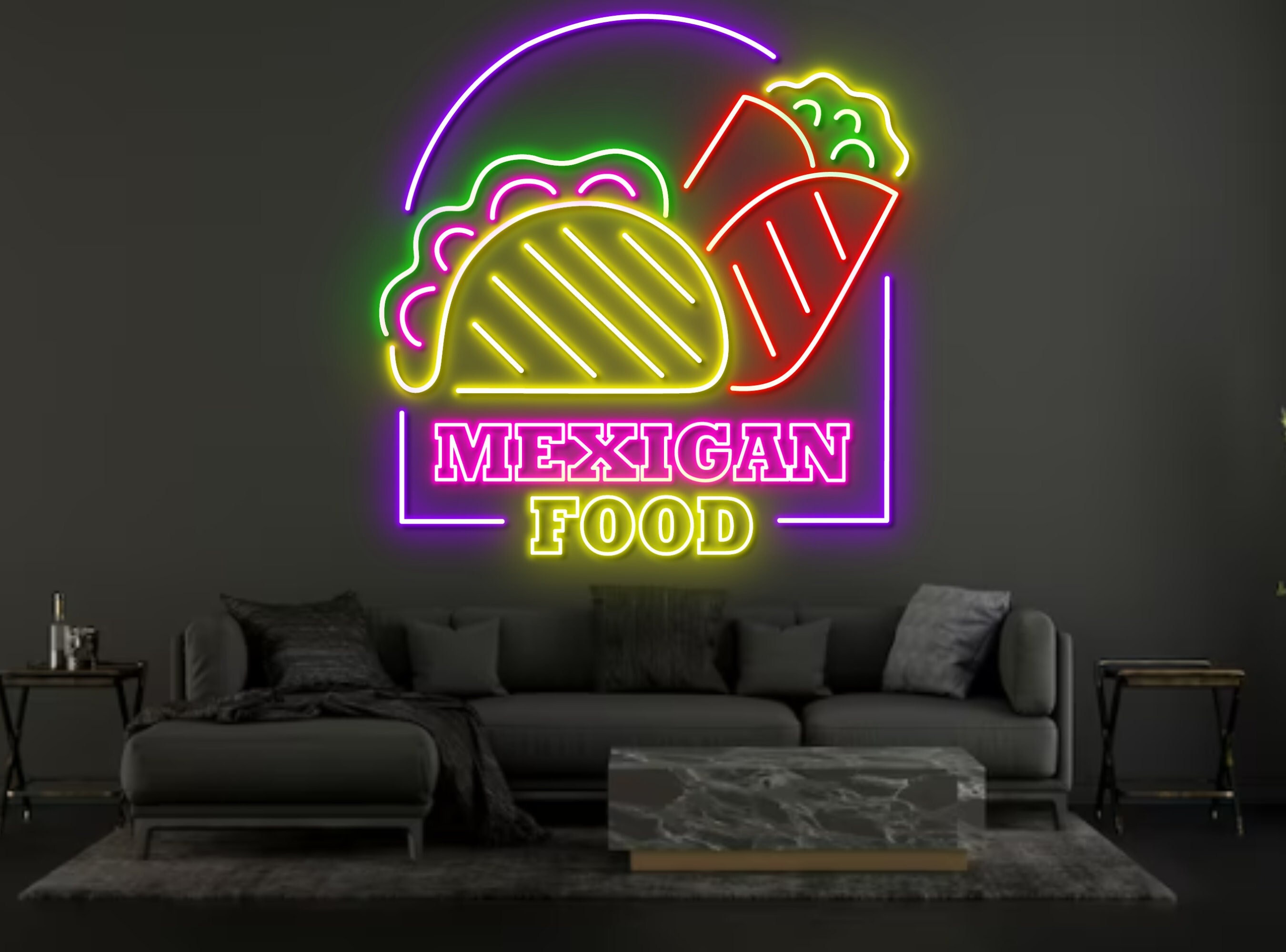 Mexico Food Taco Neon Sign Mexican Food Art