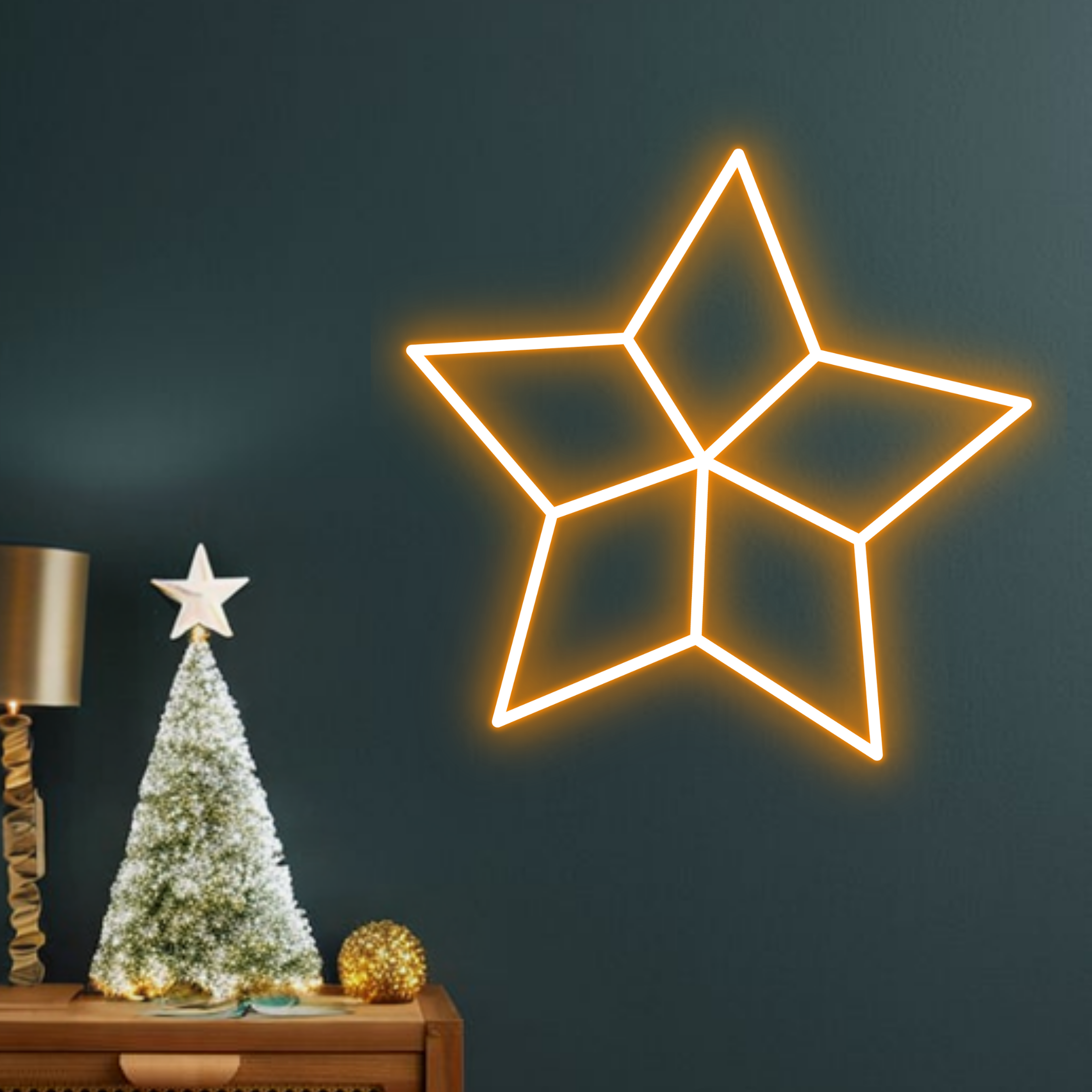 Christmas Star Neon Sign Christmas Long-lasting Set Decor