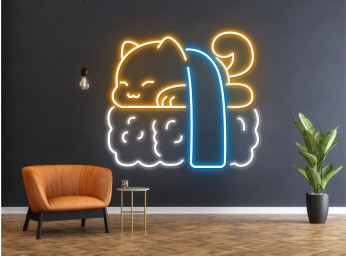 Chibi Dog On Sushi Neon Sign