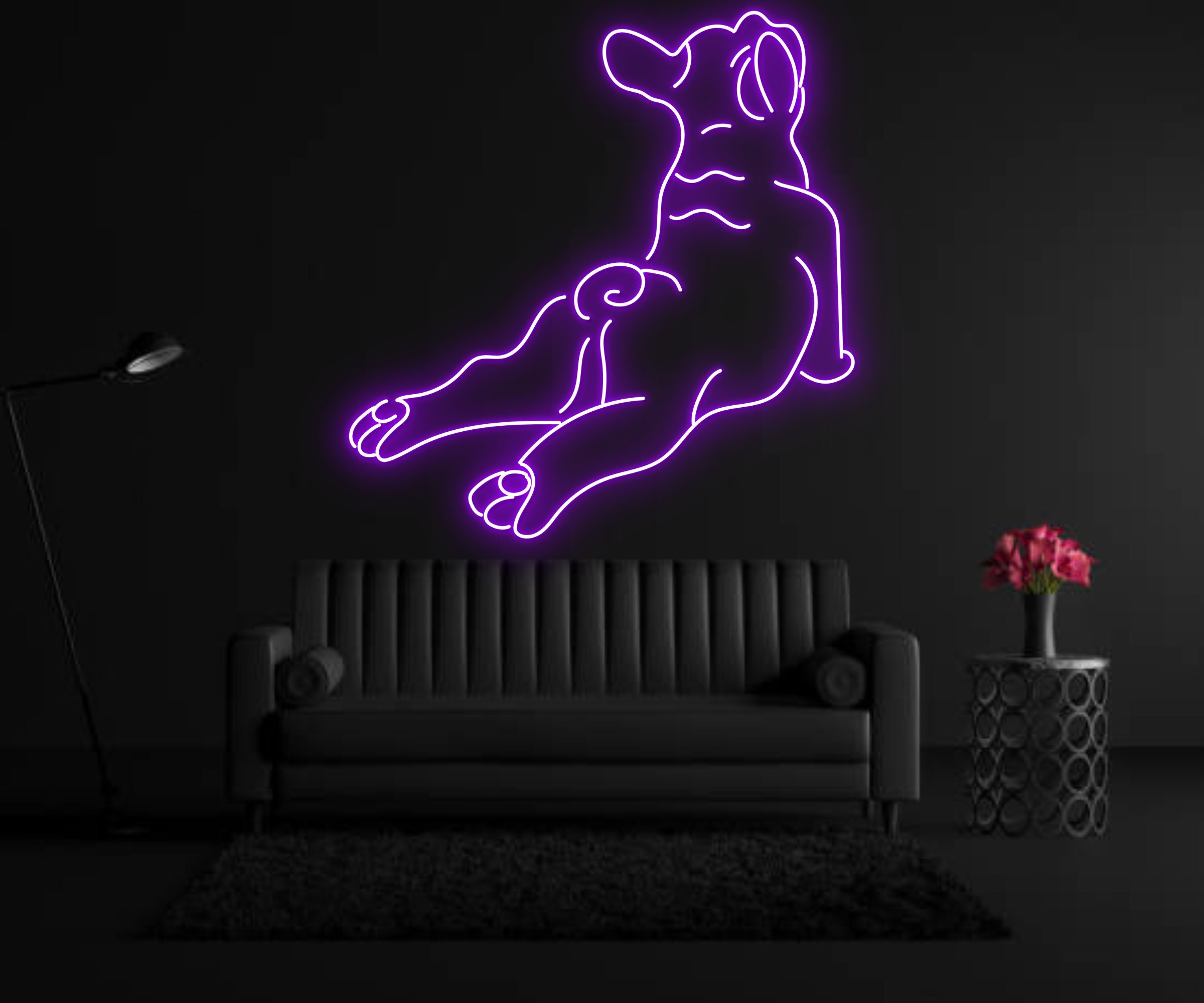 Lazy Lying Pug French Bulldog Neon Sign