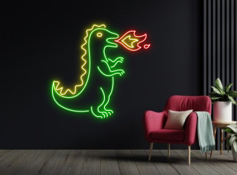 Dinosaur Blow Fire Neon Sign