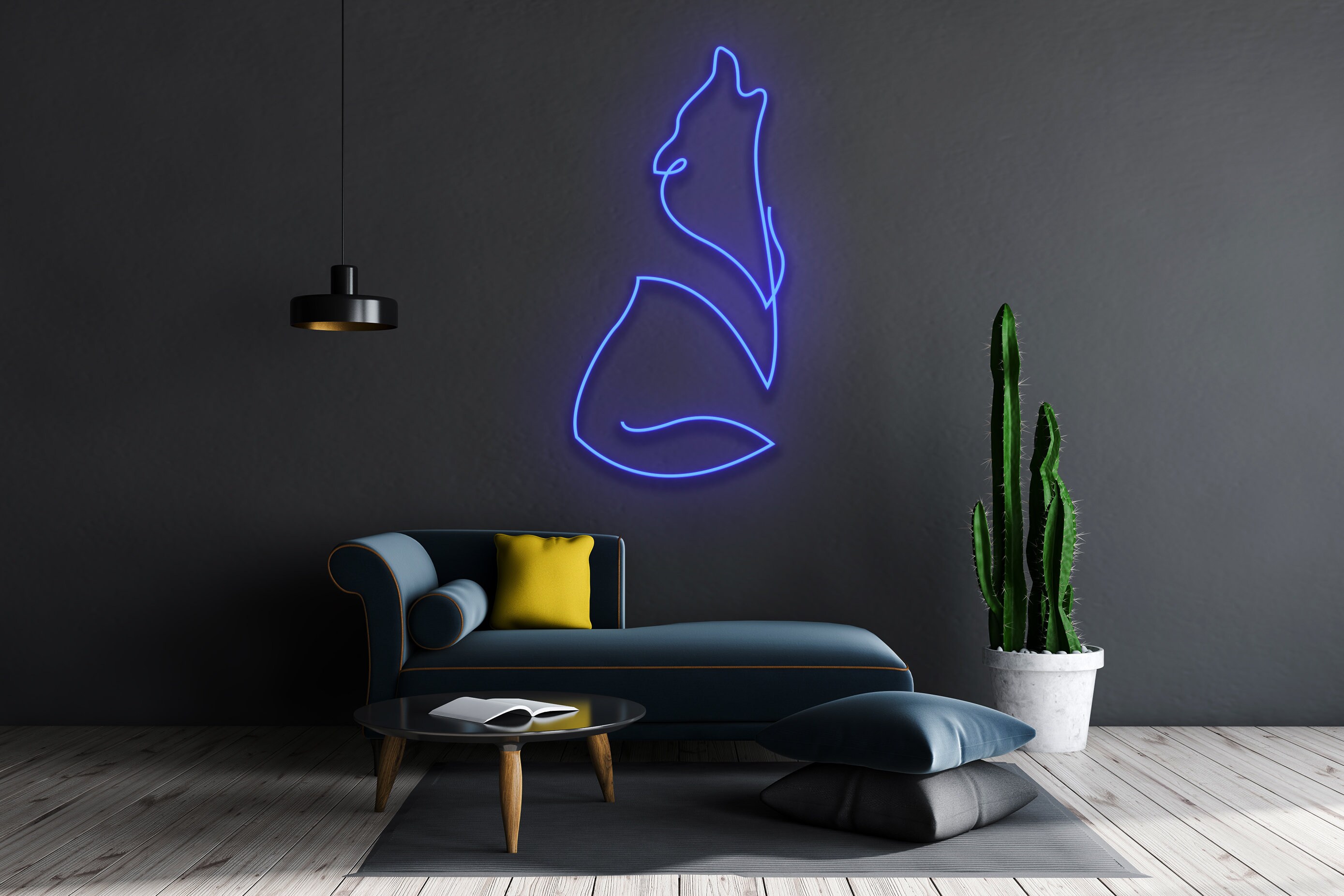 Wolf Sitting Neon Sign Animal Decor Room