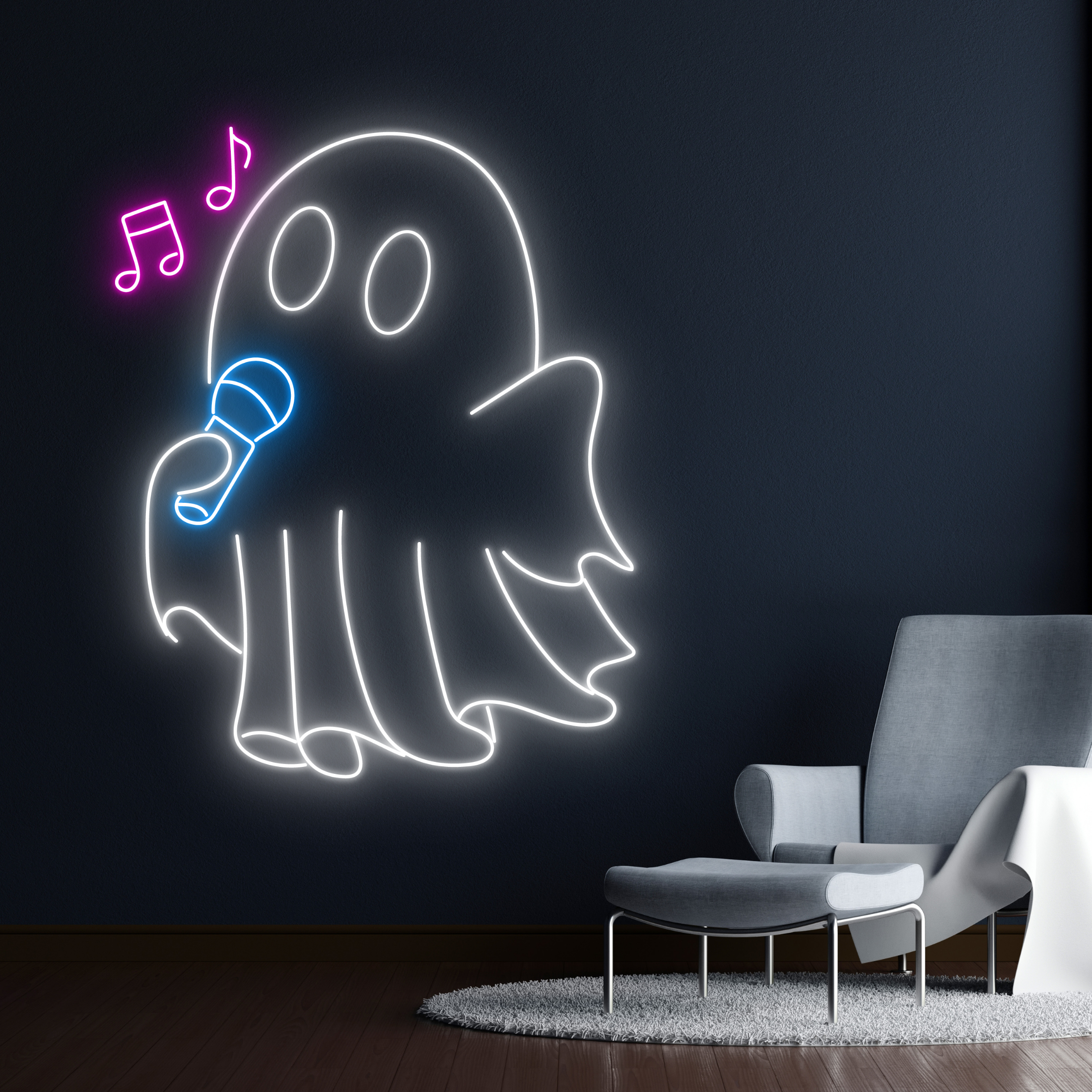 Ghost Sing A Song Neon Sign Club Studio Halloween Decor