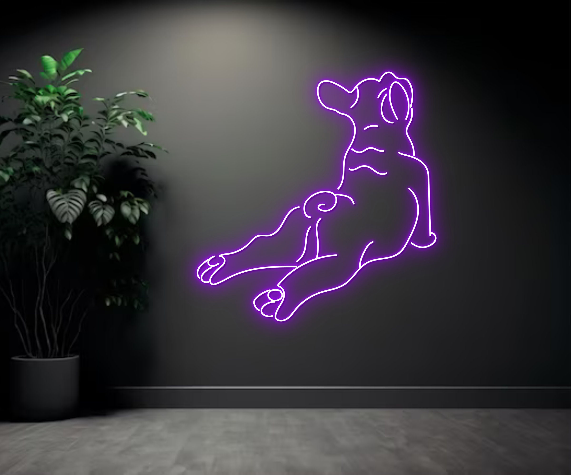Lazy Lying Pug French Bulldog Neon Sign