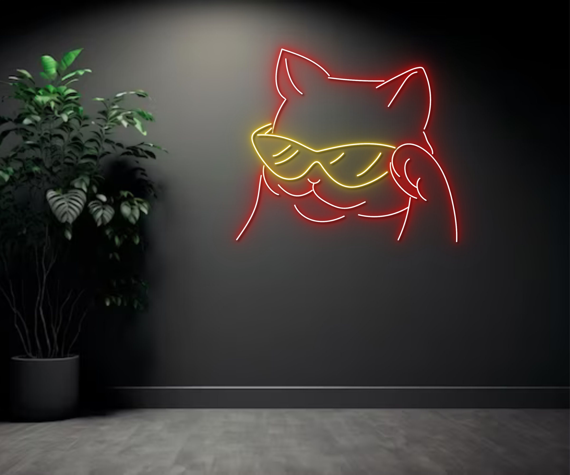 Cool Cat With Glasses Neon Sign