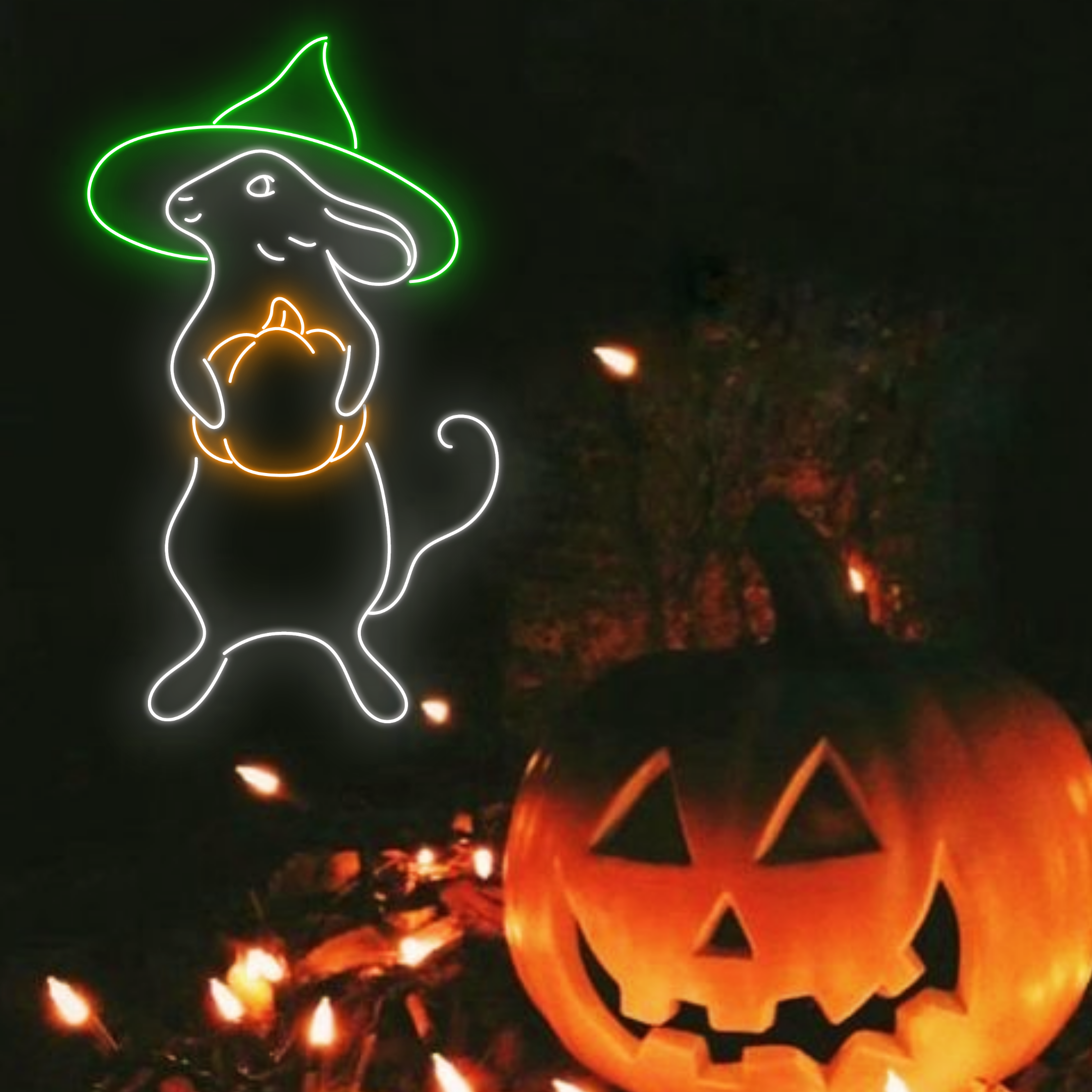 Mouse pumpkin Neon Signs Halloween Long-lasting Decor