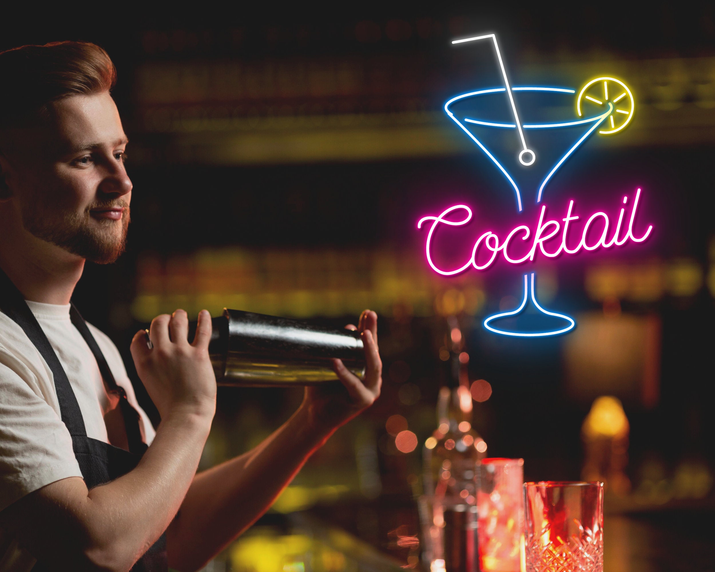 Cocktails Party Bar Pub Neon Signs Hanging Sign Wall Art