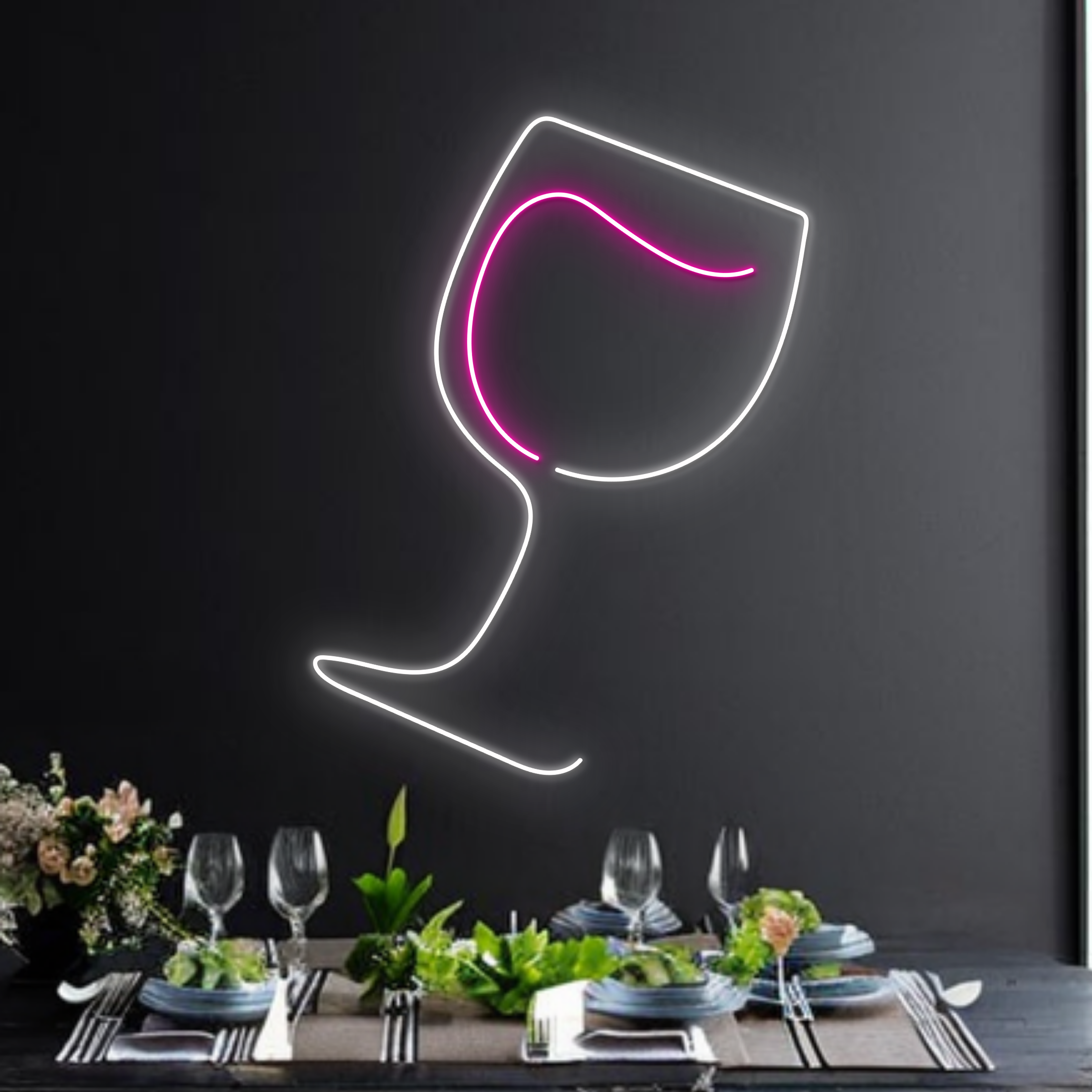 Champagne Glass Neon Signs Bar Pub Decor