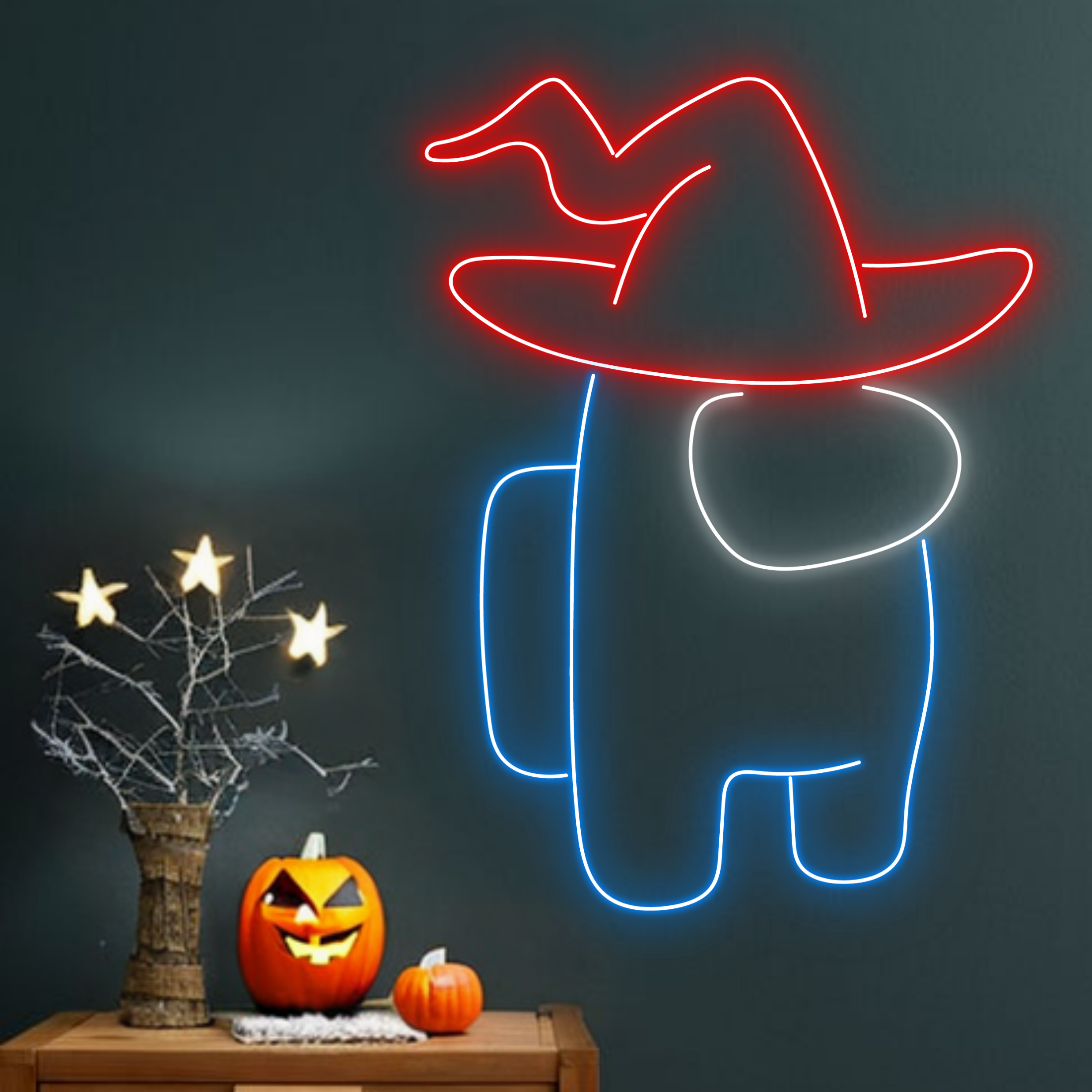 Magician Witch Among Us Neon Sign Halloween Wall Decor
