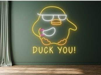 Duck You Cute Duck Holding Knife Neon Sign